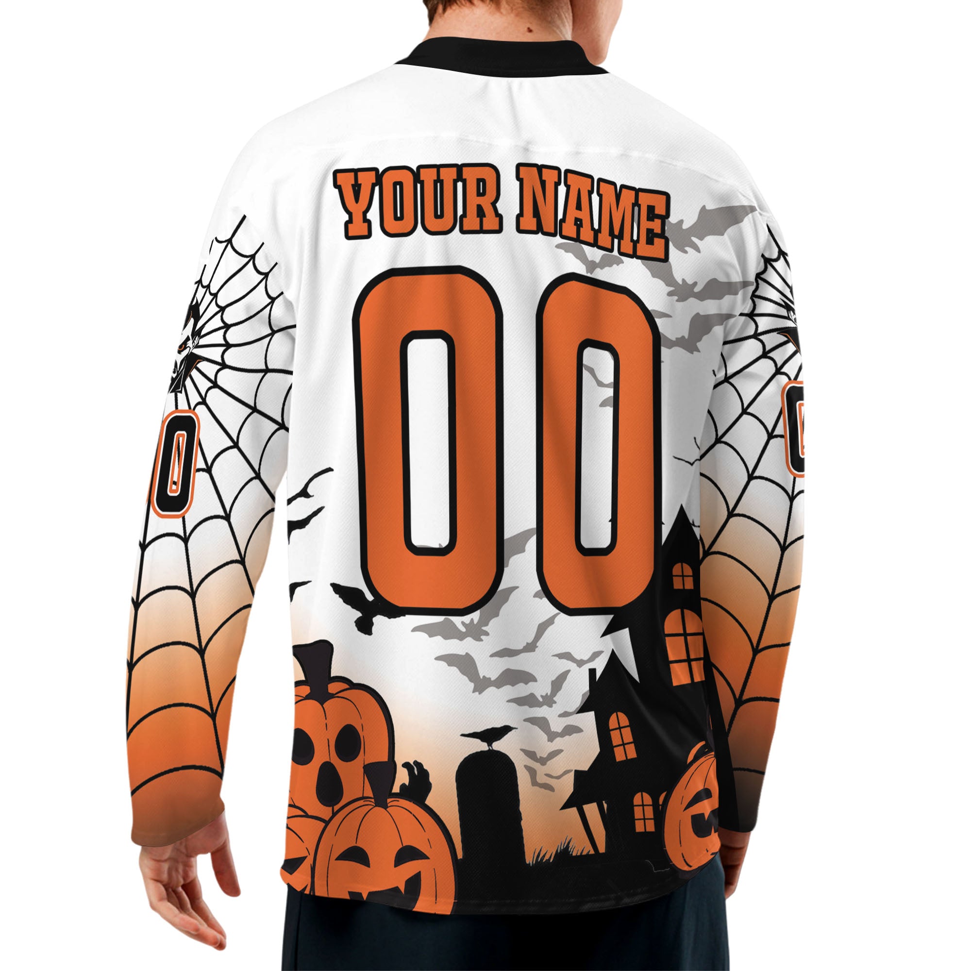 Custom Halloween Hockey Team Pumpkin Vampire White Cosplay I3