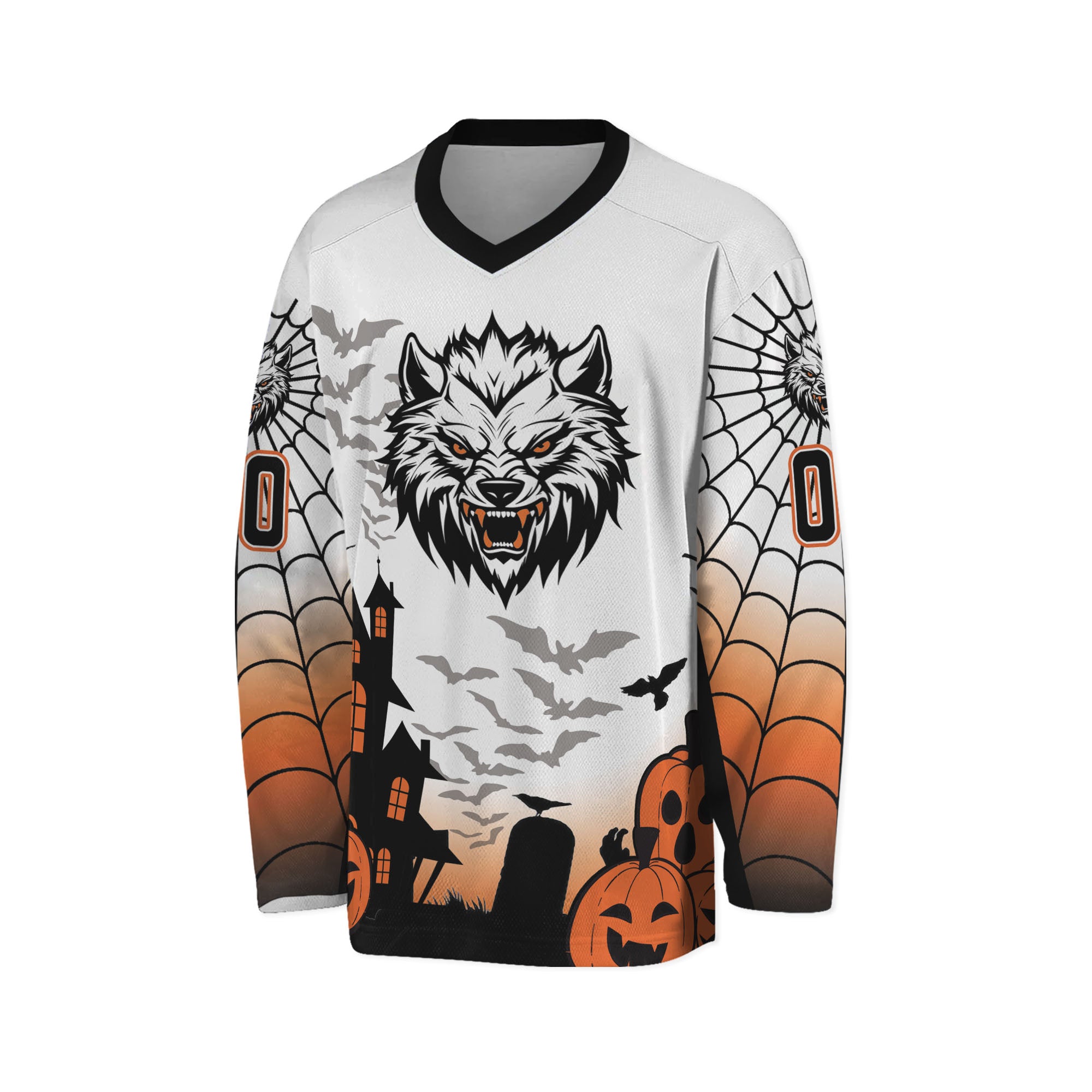 Custom Halloween Hockey Team Pumpkin Werewolf White Cosplay I3