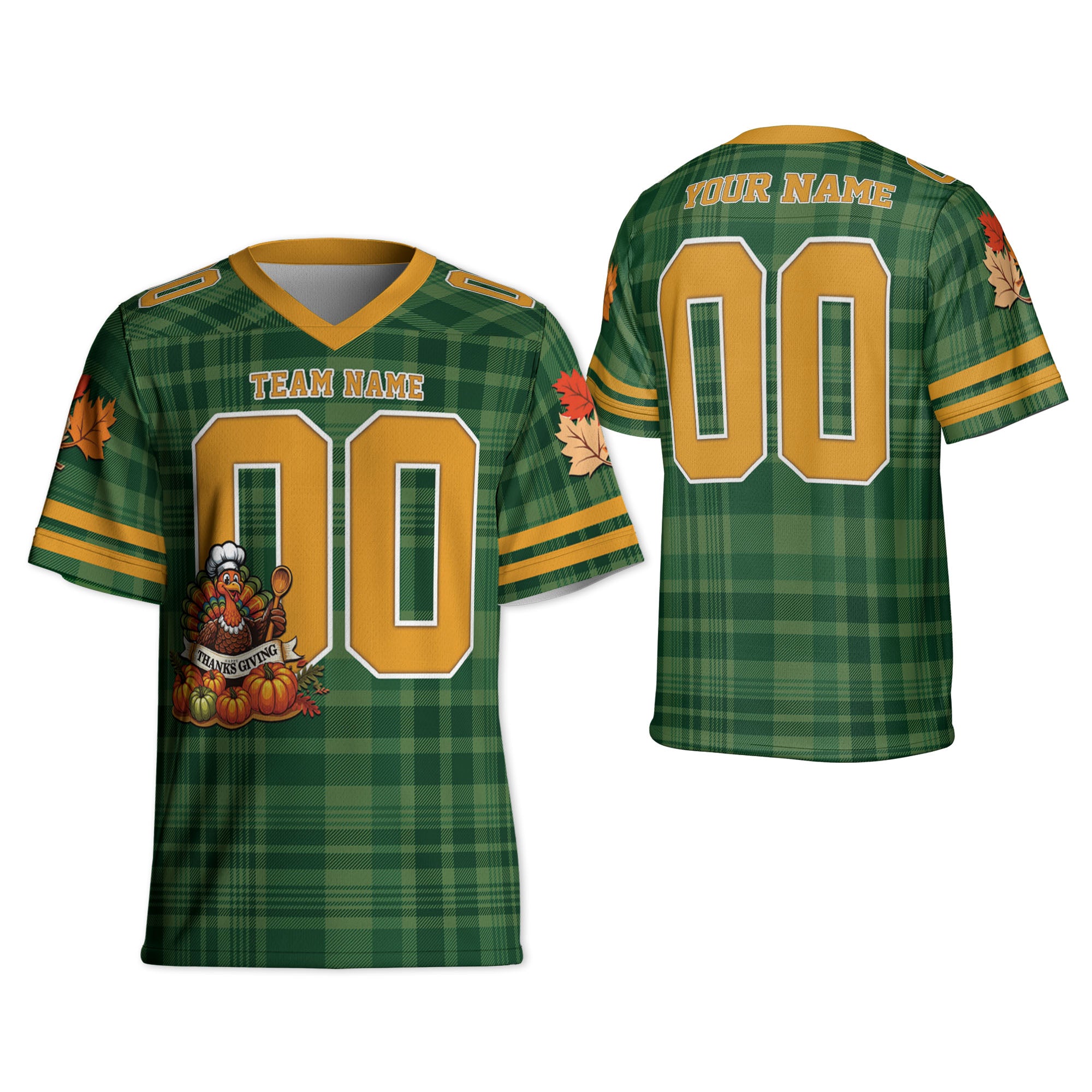 custom-thanksgiving-turkey-football-jersey-dark-green-tka88-8984