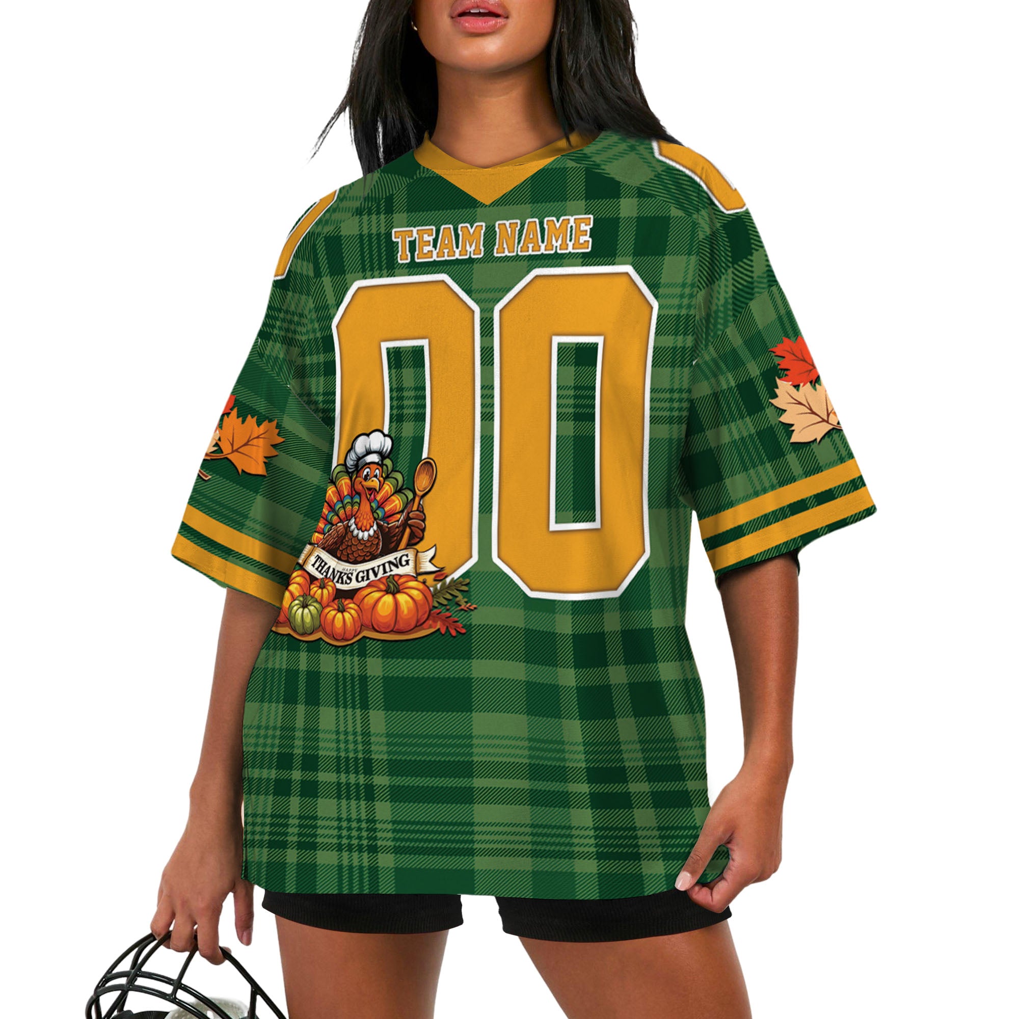 custom-thanksgiving-turkey-football-jersey-dark-green-tka88-8984