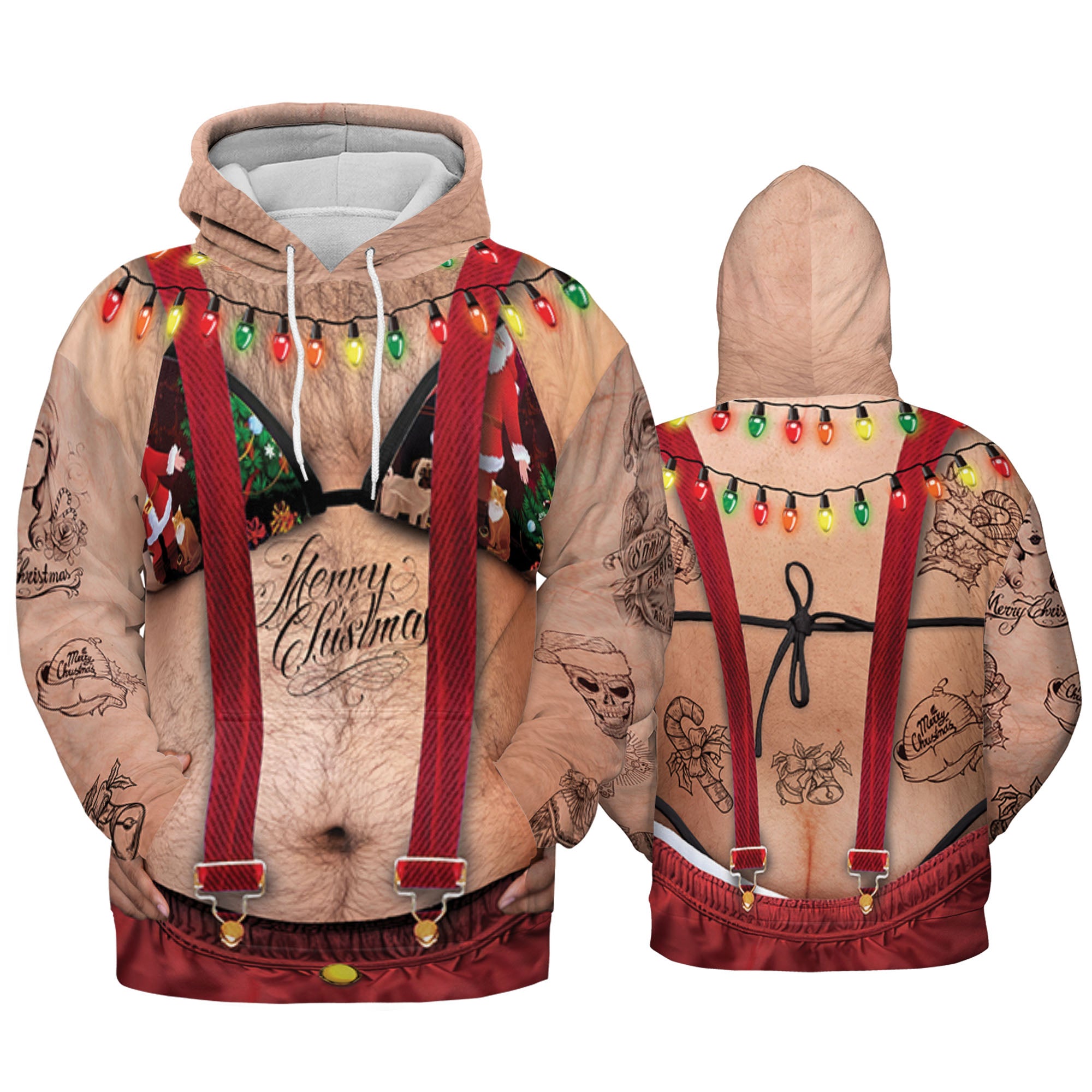 Custom Ugly Hairy Fat Santa Funny Shirt Cosplay TKA34