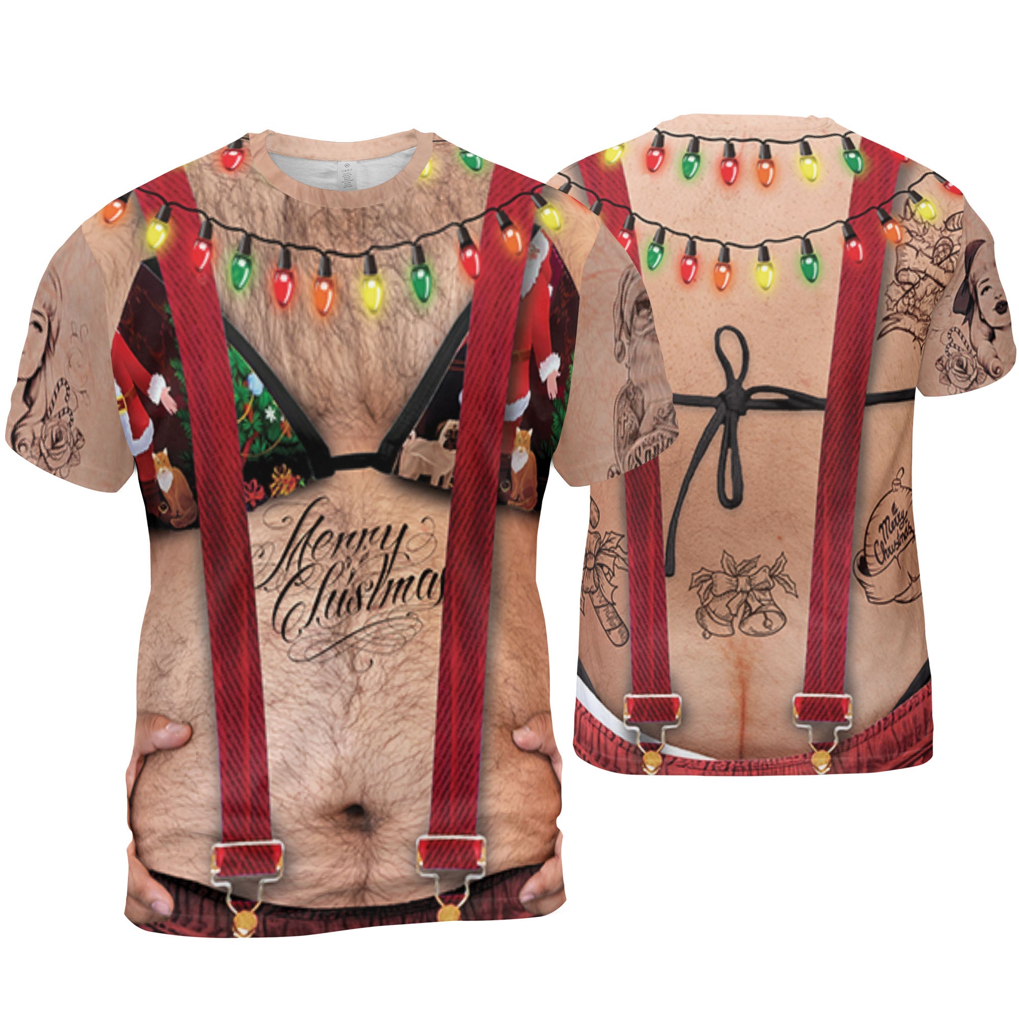 Custom Ugly Hairy Fat Santa Funny Shirt Cosplay TKA34