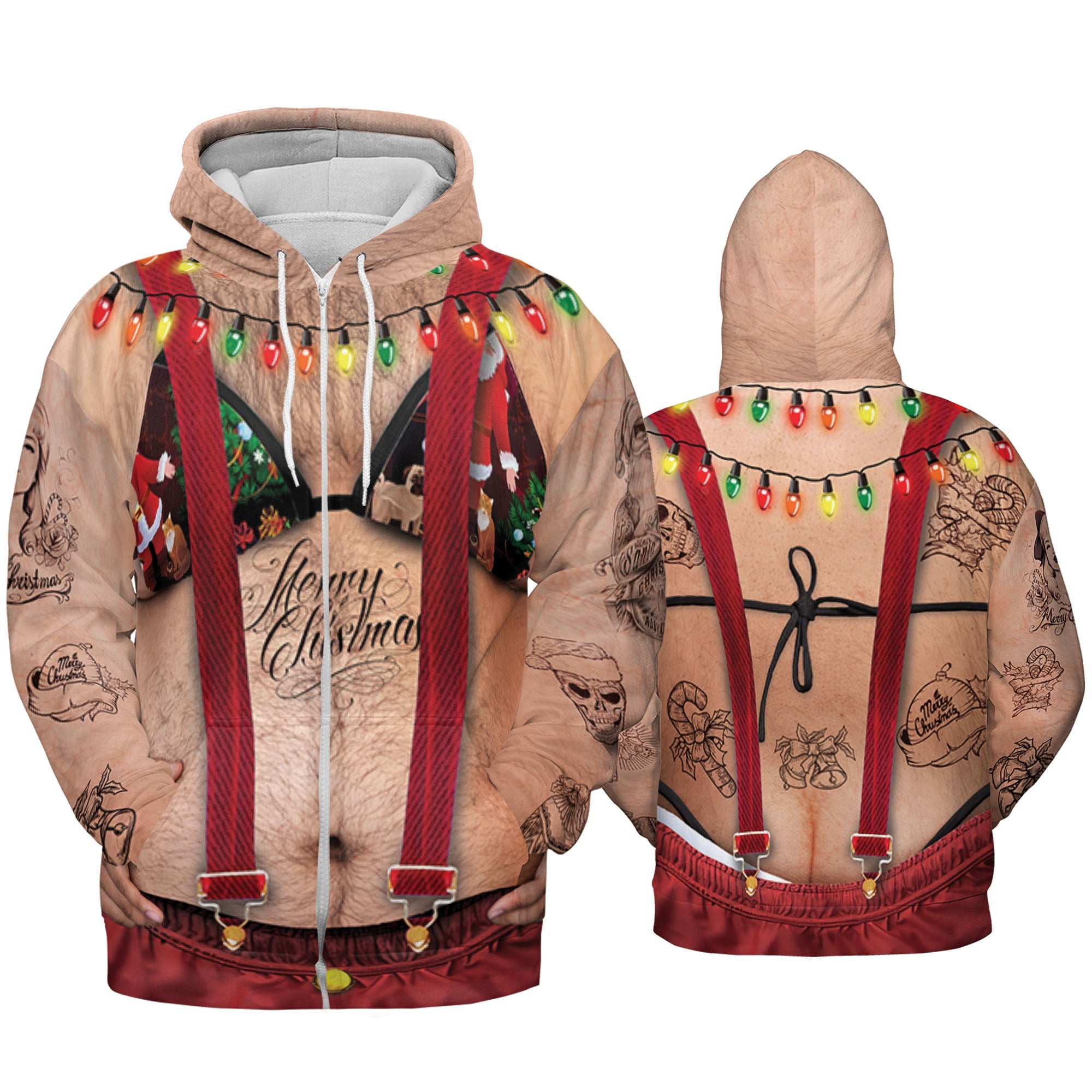 Custom Ugly Hairy Fat Santa Funny Shirt Cosplay TKA34