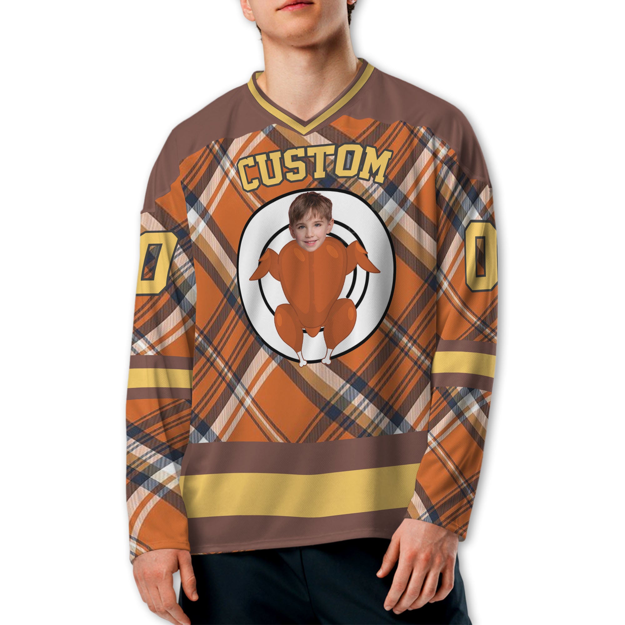 customized-funny-chichken-hockey-jersey-thanksgiving-pattern-orange-vdd36-9228