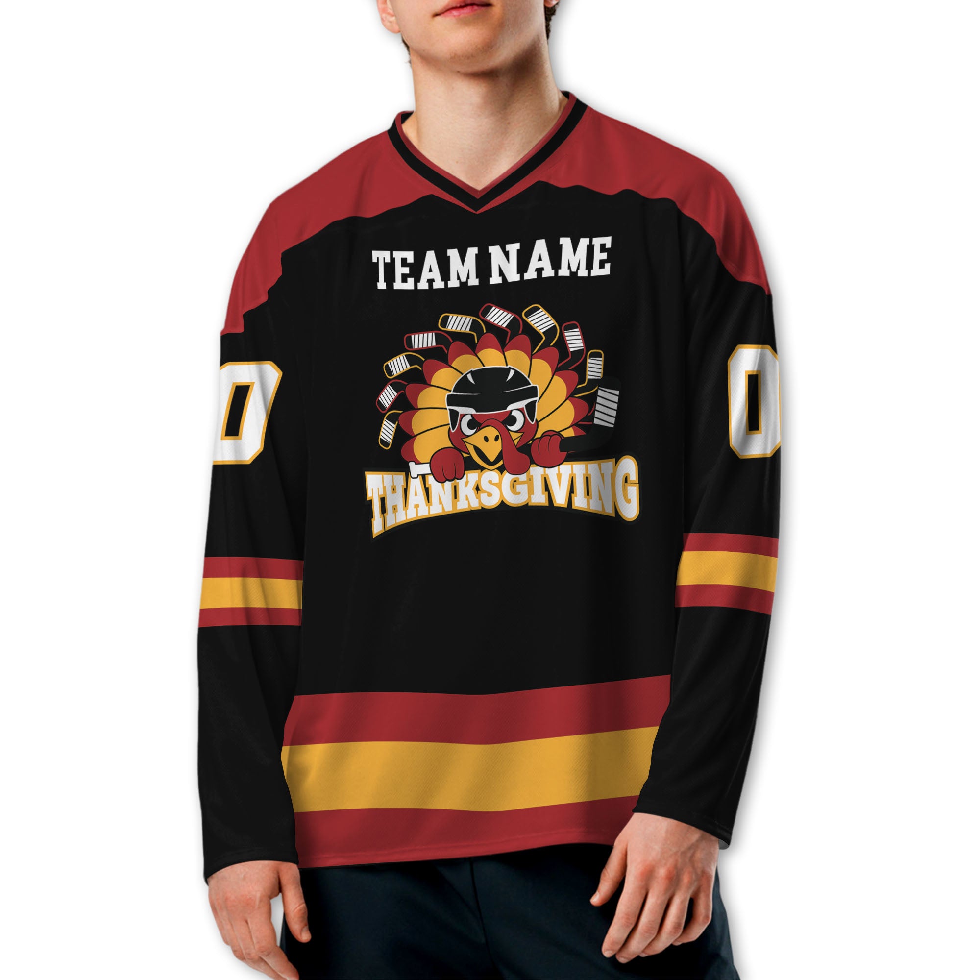 customized-hockey-jersey-thanksgiving-chicken-logo-black-basic-vdd35-7876