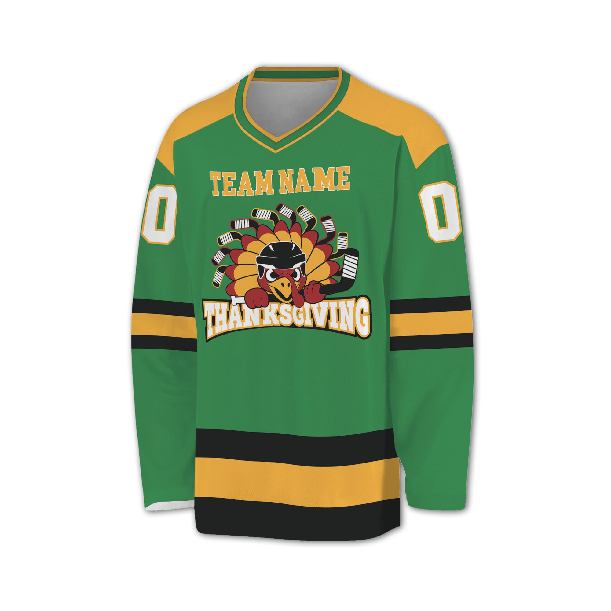 customized-hockey-jersey-thanksgiving-chicken-logo-green-basic-vdd35-3494