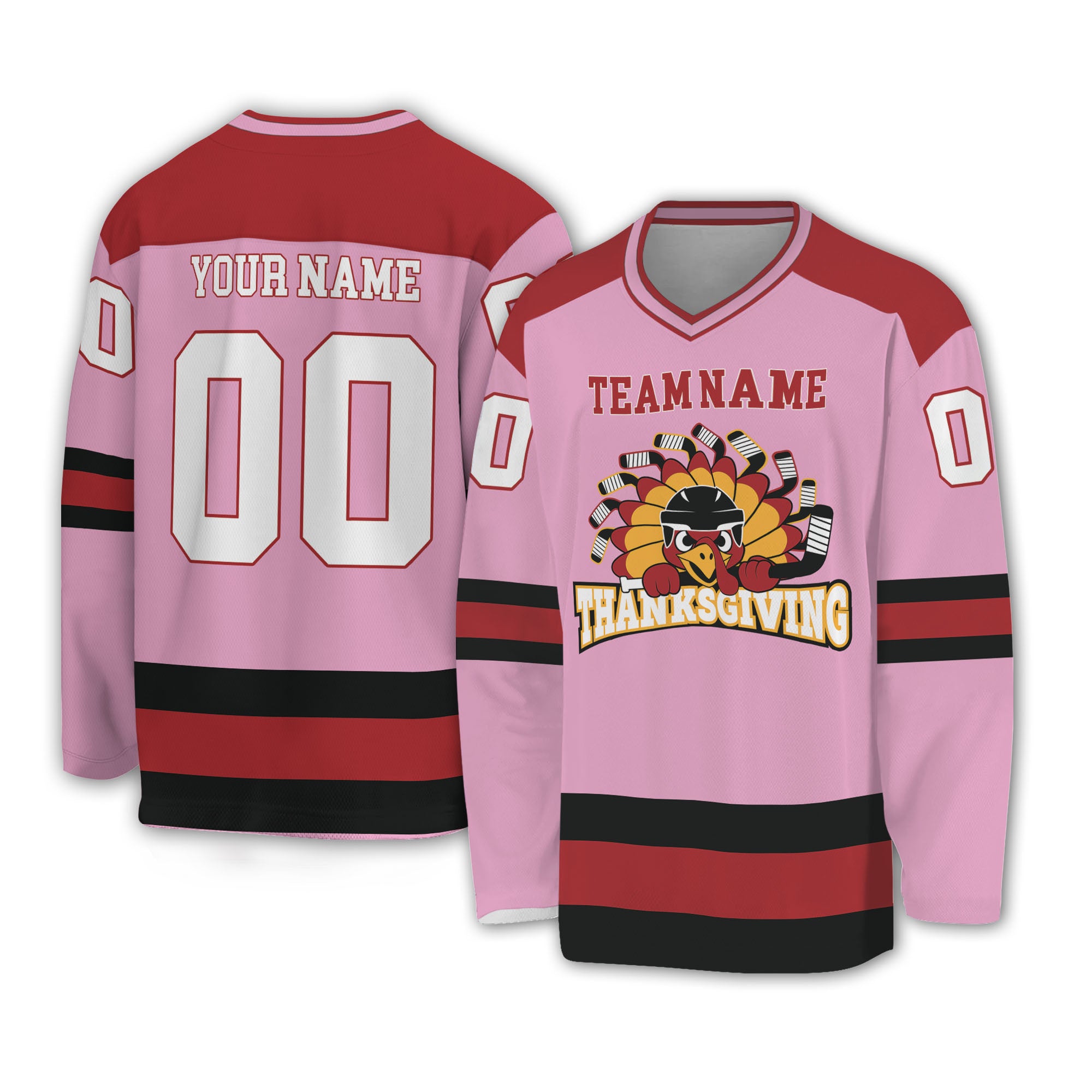 customized-hockey-jersey-thanksgiving-chicken-logo-pink-basic-vdd35-9755