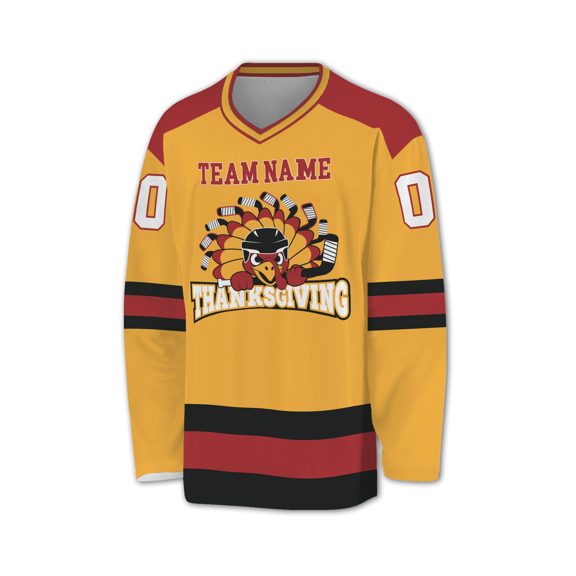 customized-hockey-jersey-thanksgiving-chicken-logo-yellow-basic-vdd35-6088