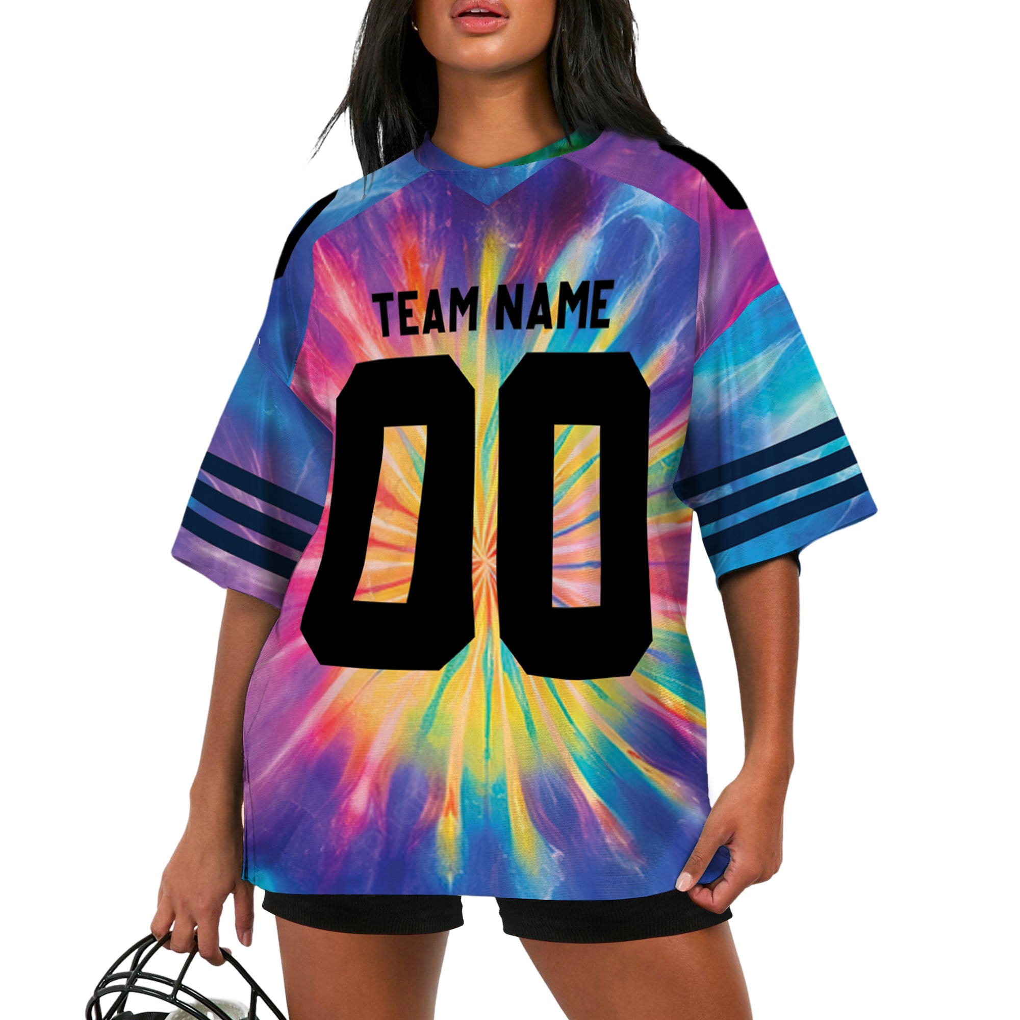 Customized name and team tie dye football jersey shirt 01 CA01