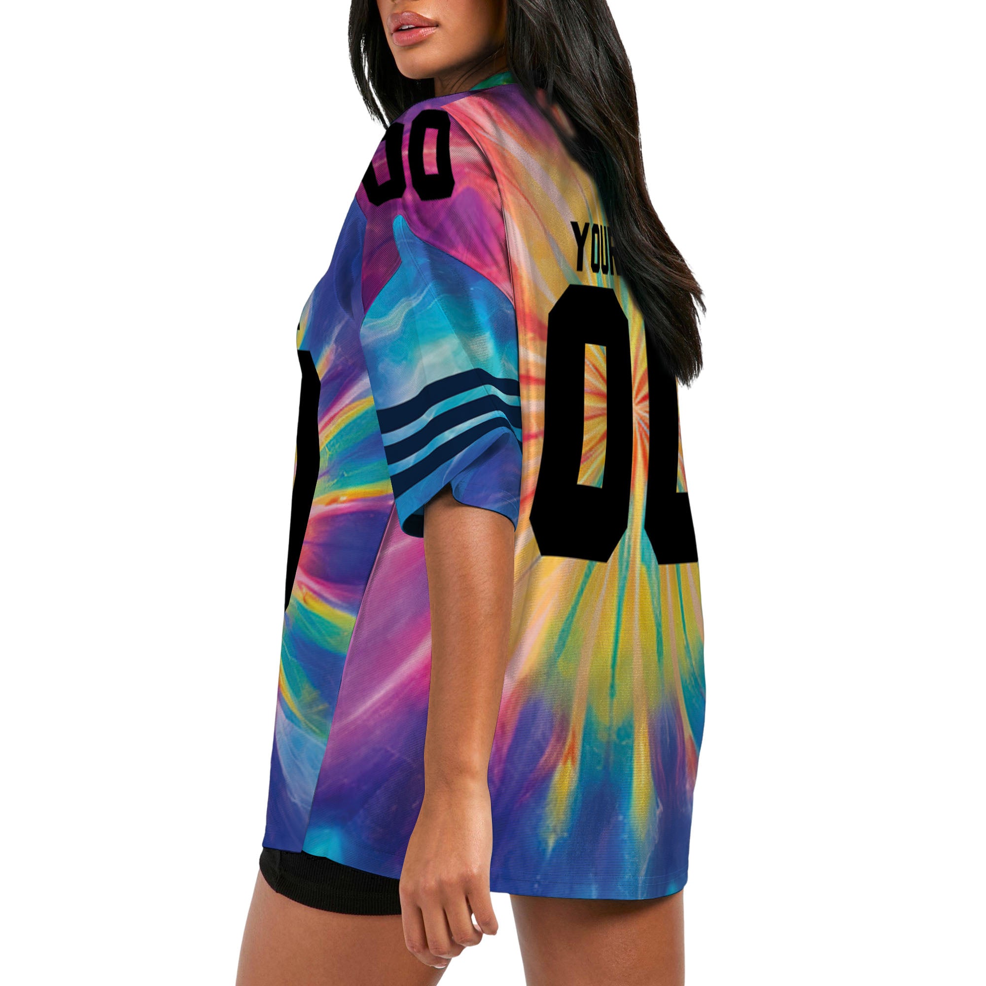Customized name and team tie dye football jersey shirt 01 CA01
