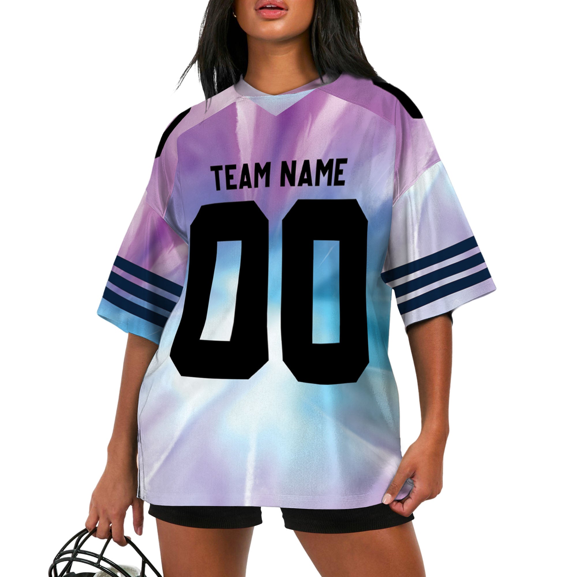 Customized name and team tie dye football jersey shirt 07 CA01