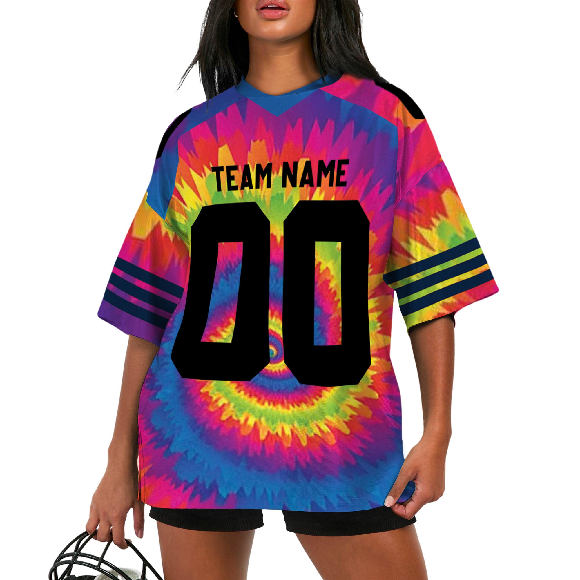 Customized name and team tie dye football jersey shirt 08 CA01
