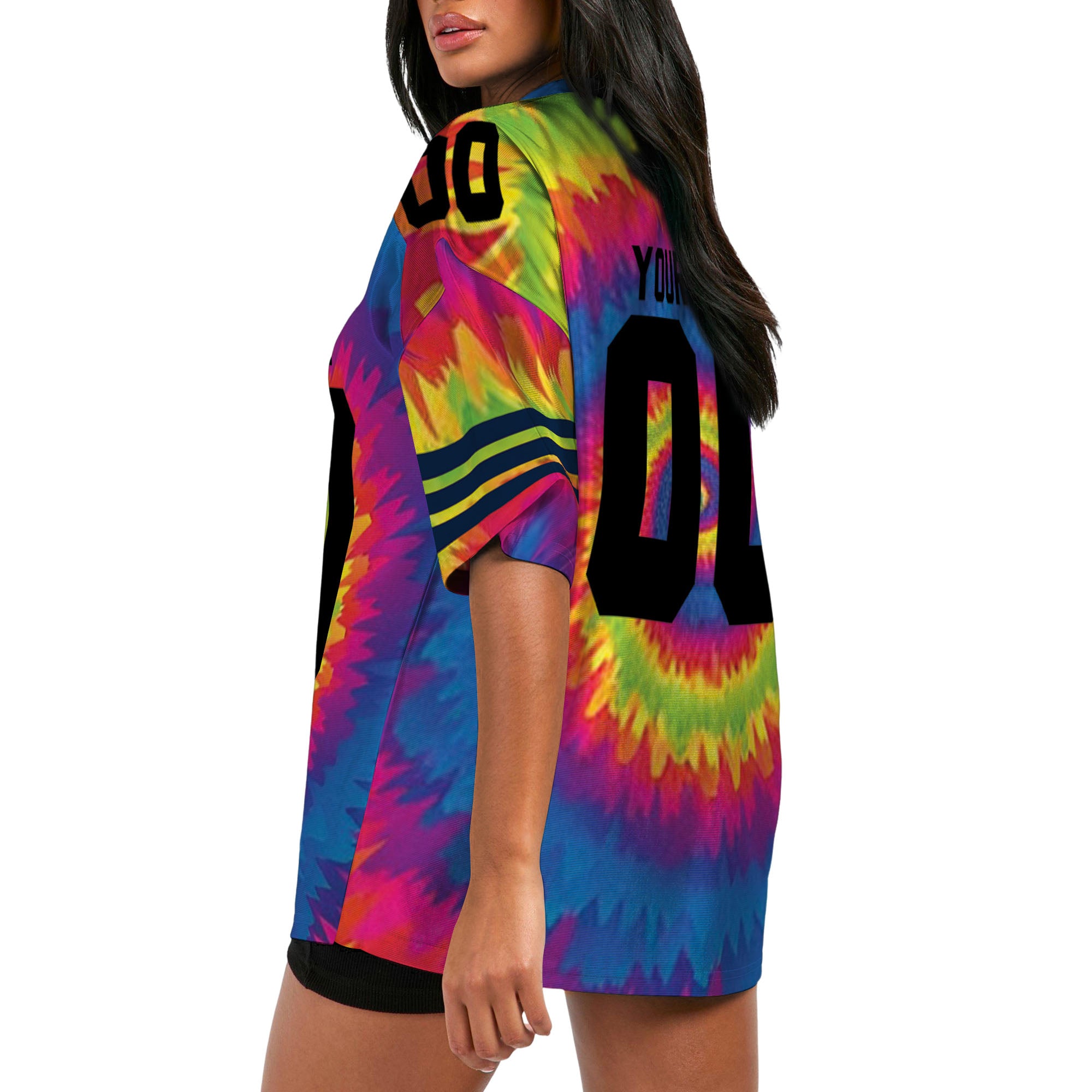 Customized name and team tie dye football jersey shirt 08 CA01