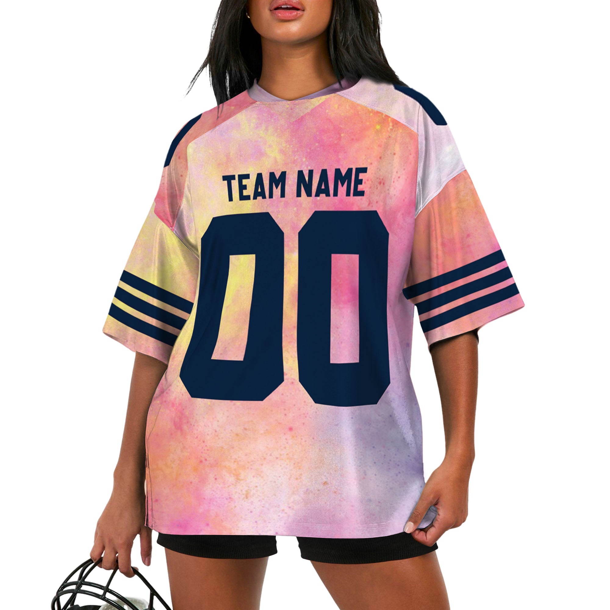 Customized name and team tie dye football jersey shirt 10 CA01