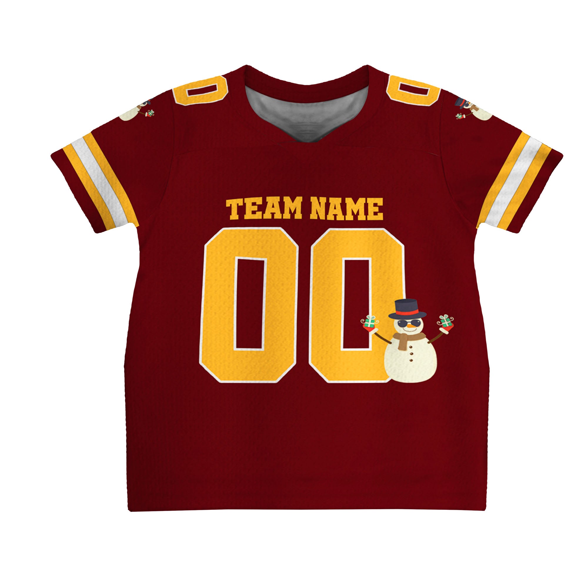 customized-snowman-football-jersey-burgundy-and-gold-american-football-vdd21-3709