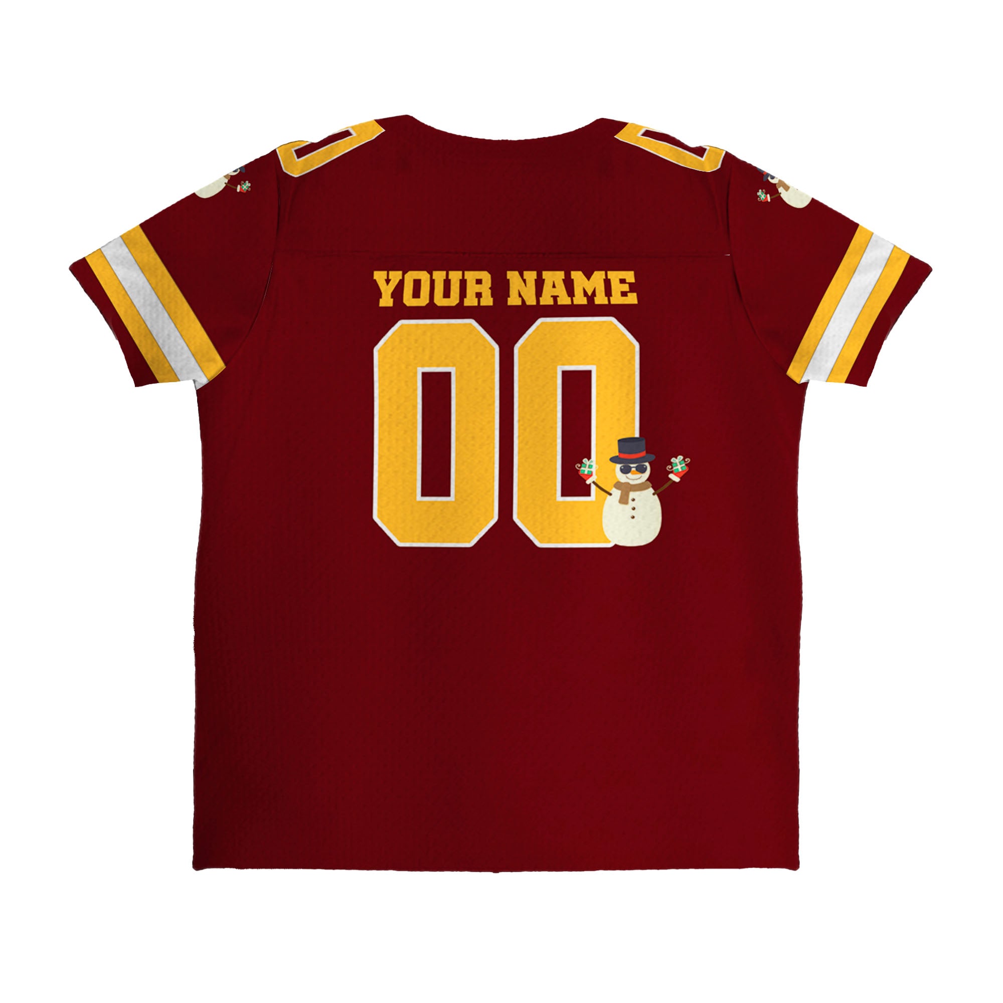 customized-snowman-football-jersey-burgundy-and-gold-american-football-vdd21-3709