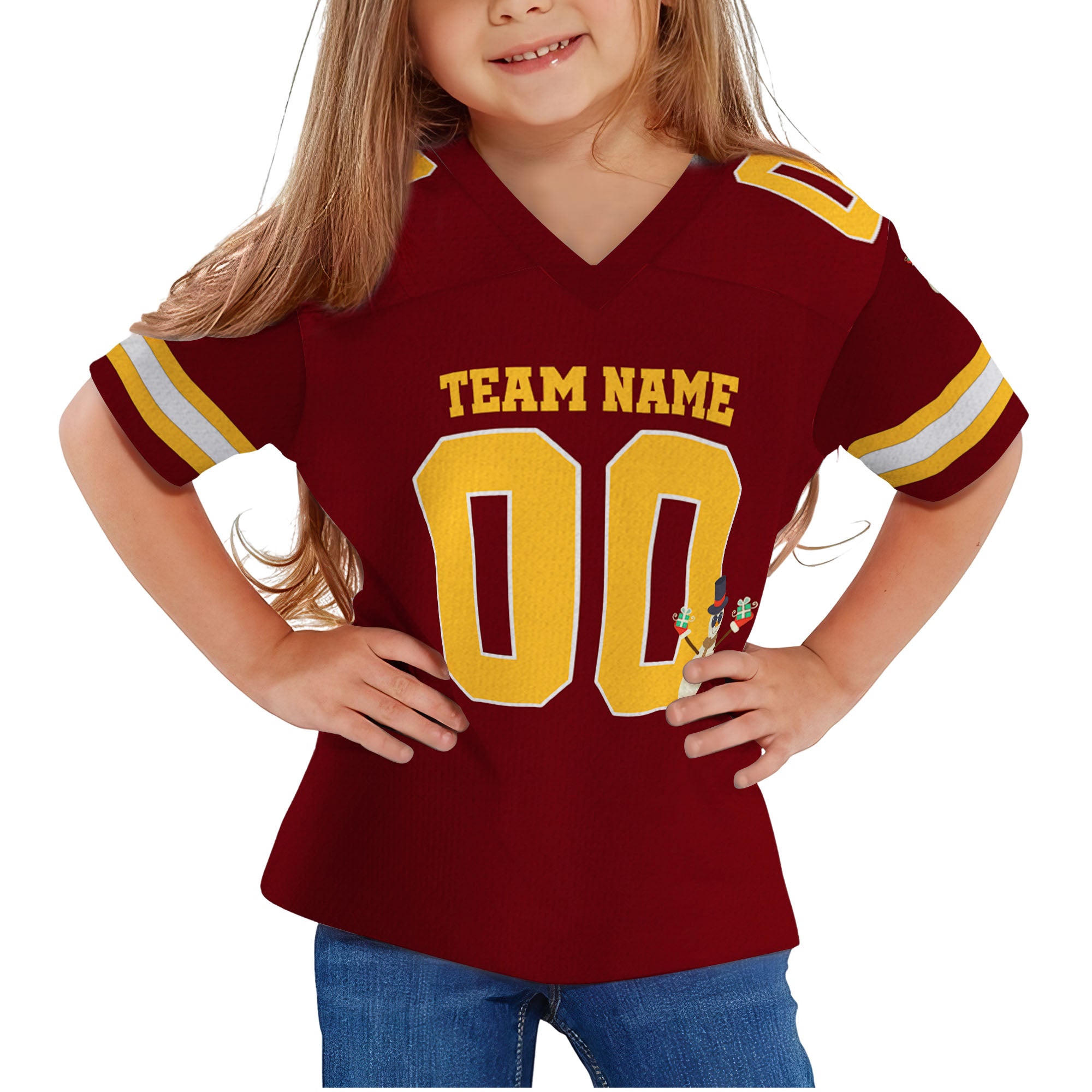 customized-snowman-football-jersey-burgundy-and-gold-american-football-vdd21-3709