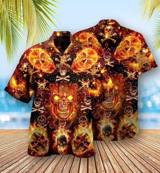 Skull Flaming - Hawaiian Shirt - Owl Ohh