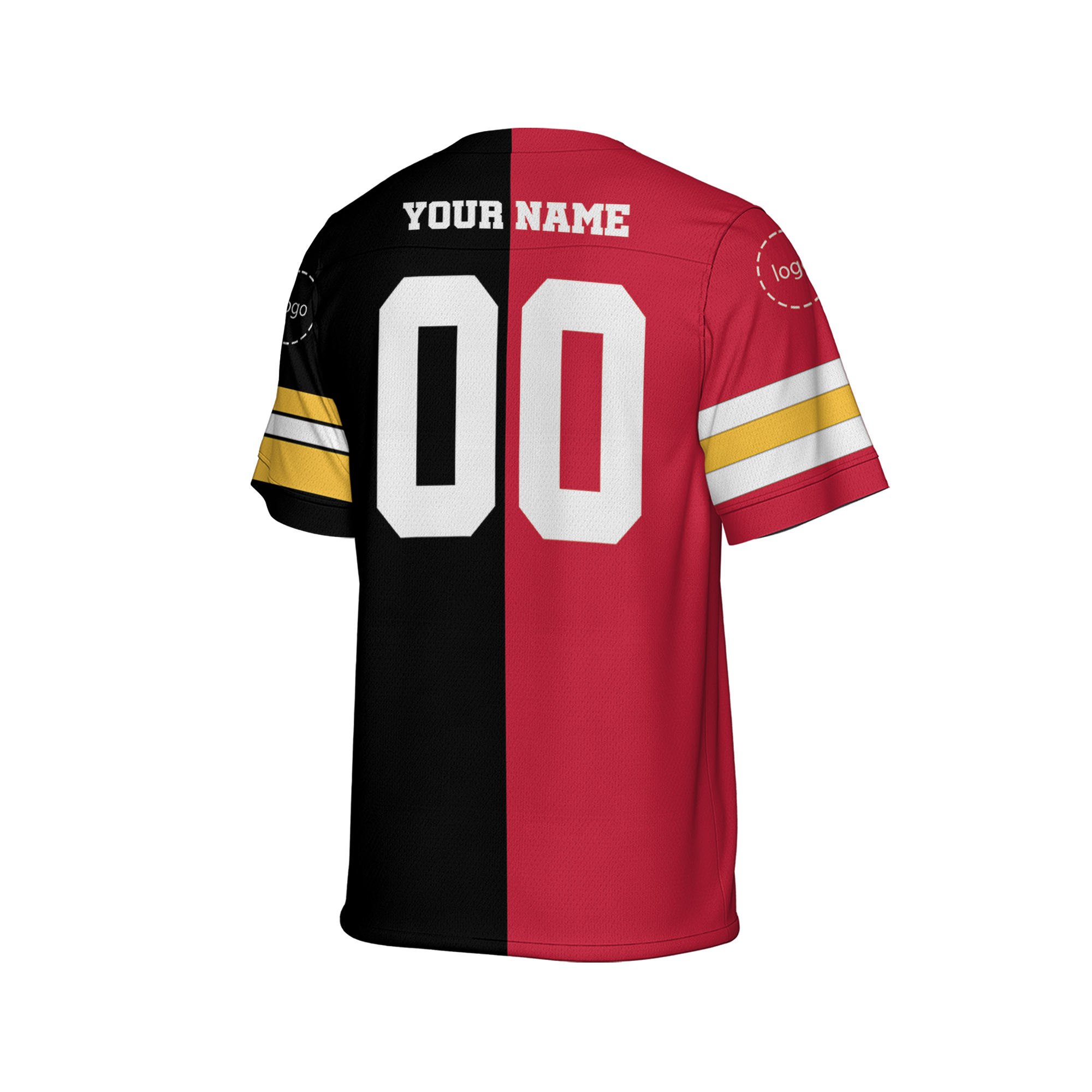 Personalized Any Two Team American Football Jersey Black And Red VDD65