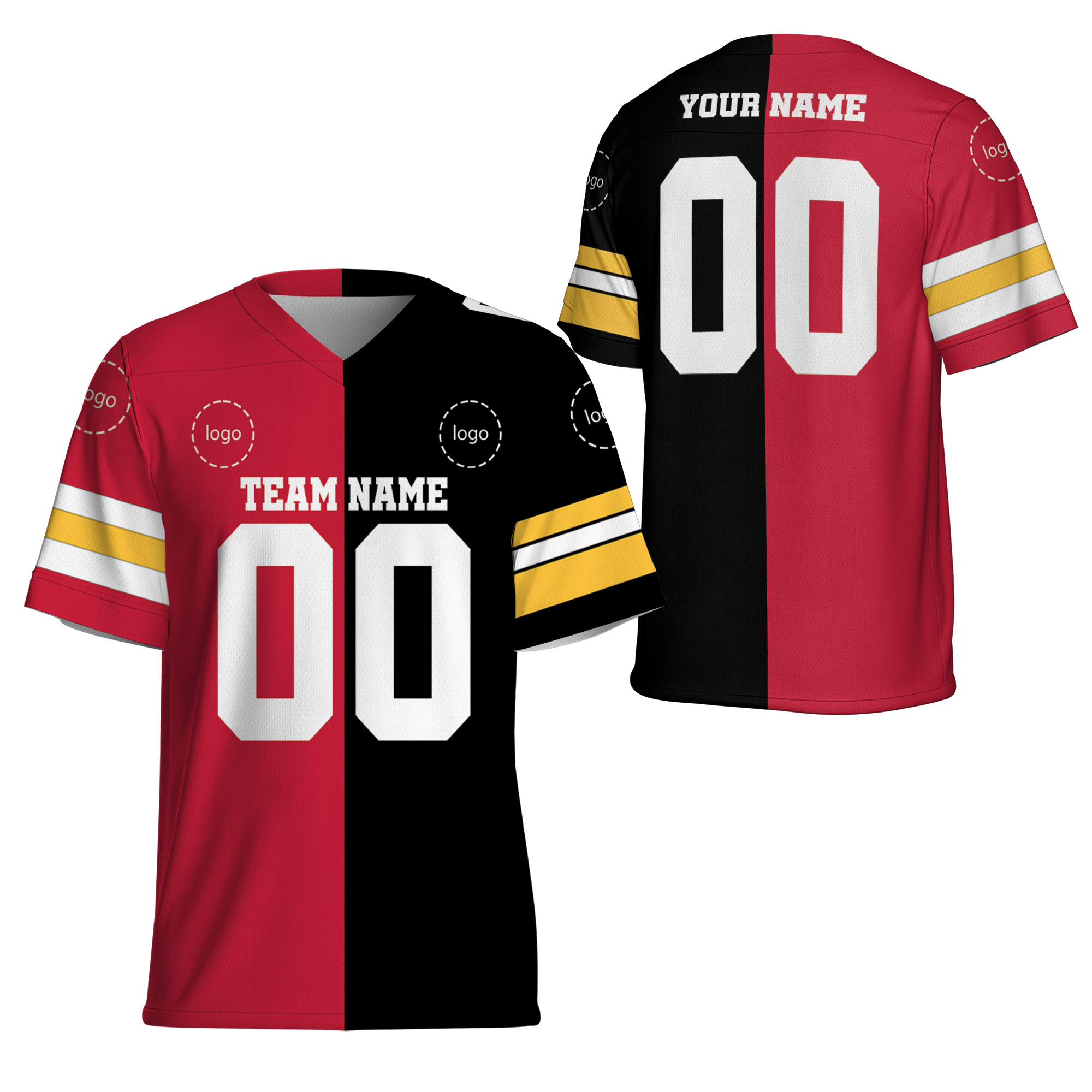 Personalized Any Two Team American Football Jersey Black And Red VDD65