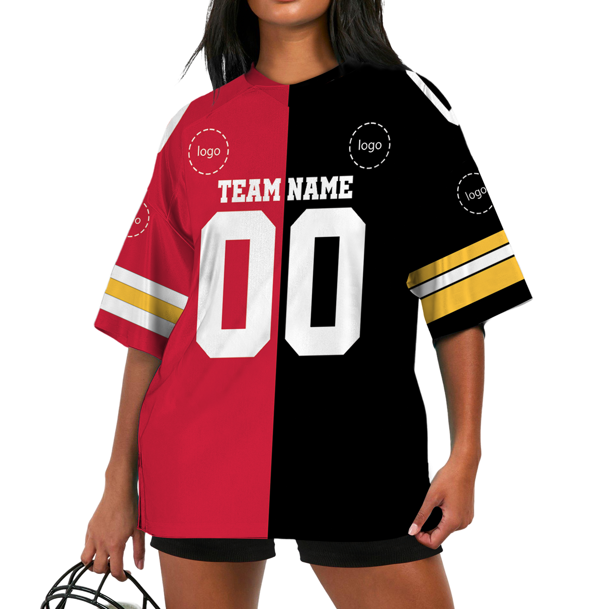 Personalized Any Two Team American Football Jersey Black And Red VDD65