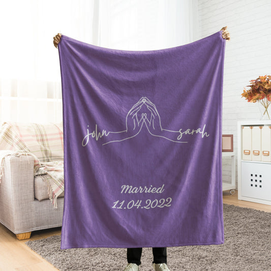 Personalised Couples Anniversary blanket, Valentine's Day Gift for Her Him Boyfriend Girlfriend Wife Husband. Custom Name Couple Throw 1635123061