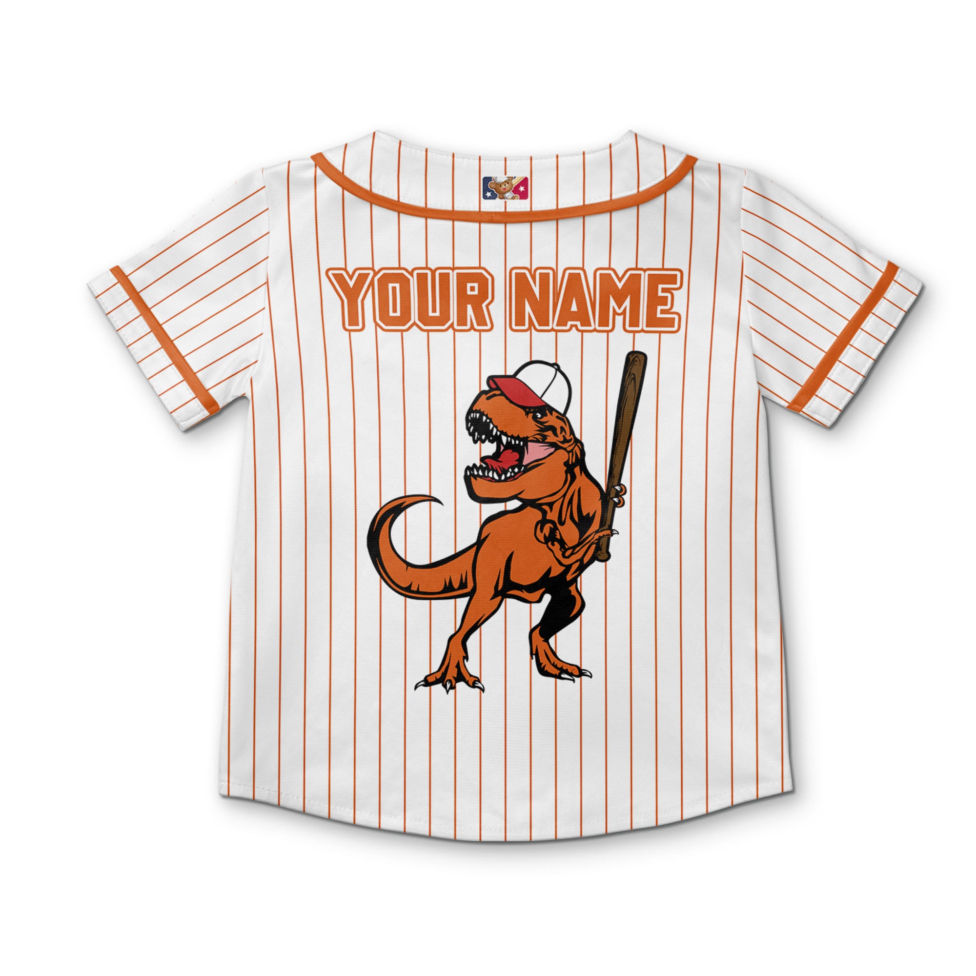 personalize-dinosaur-t-rex-playing-baseball-jersey-orange-i1-1613