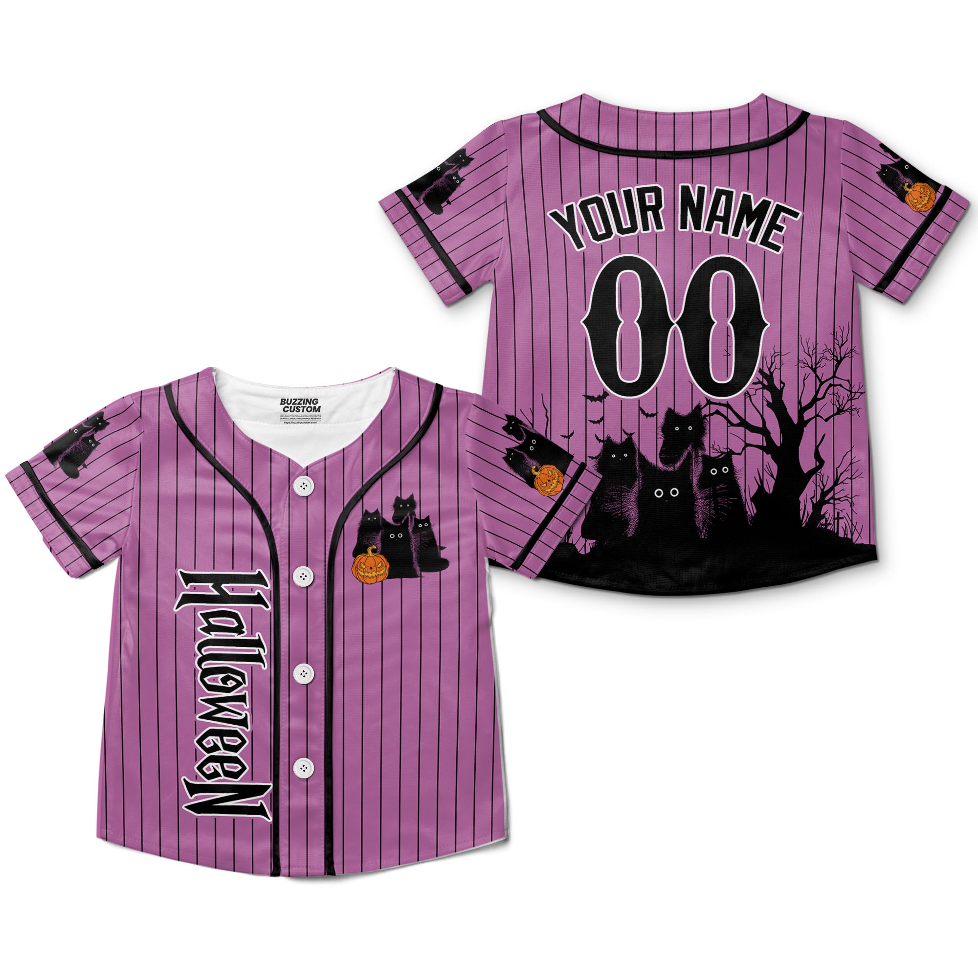 personalize-halloween-black-cat-light-pink-striped-i1-9303