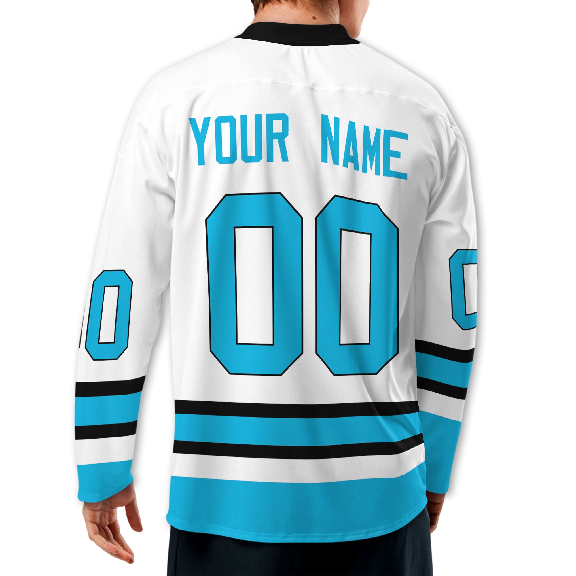 Personalize Hockey Sport Awesome White Cyan NDA05