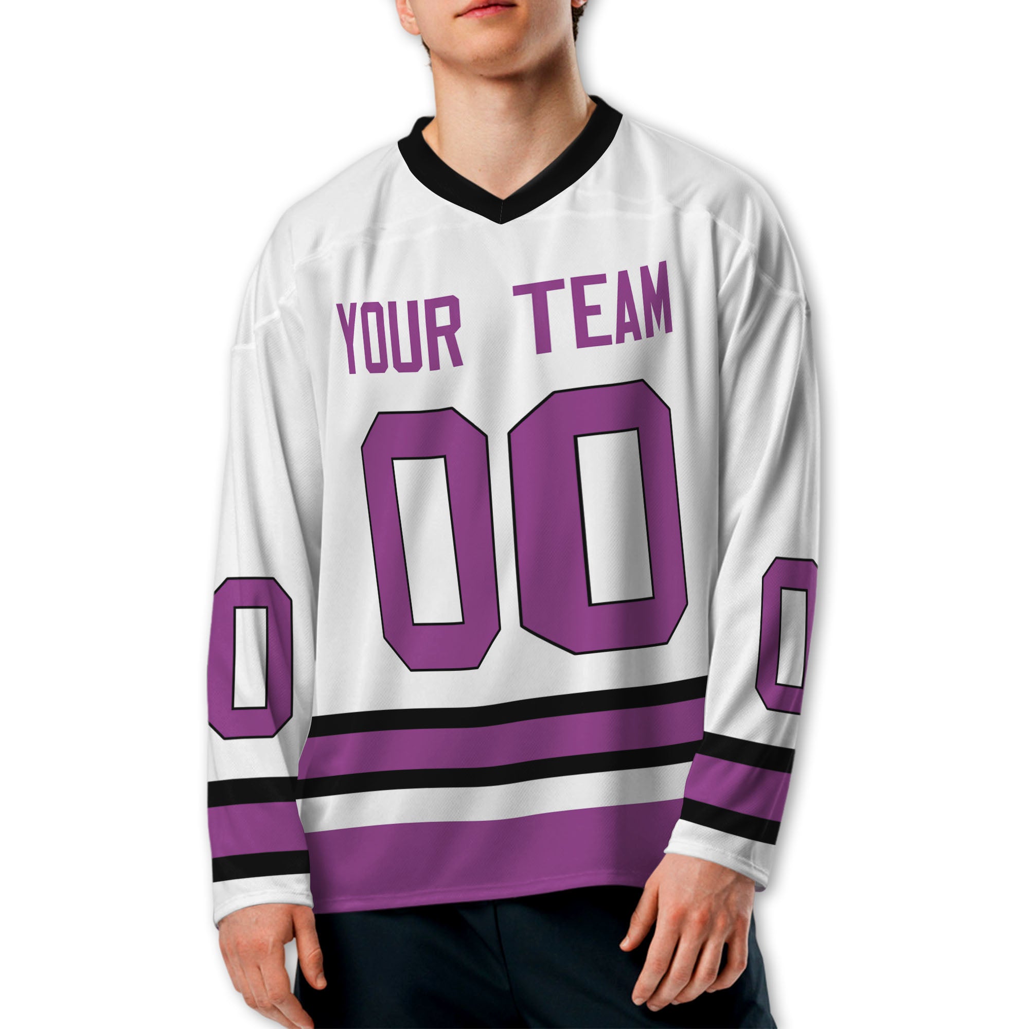 Personalize Hockey Sport Awesome White Purple NDA05