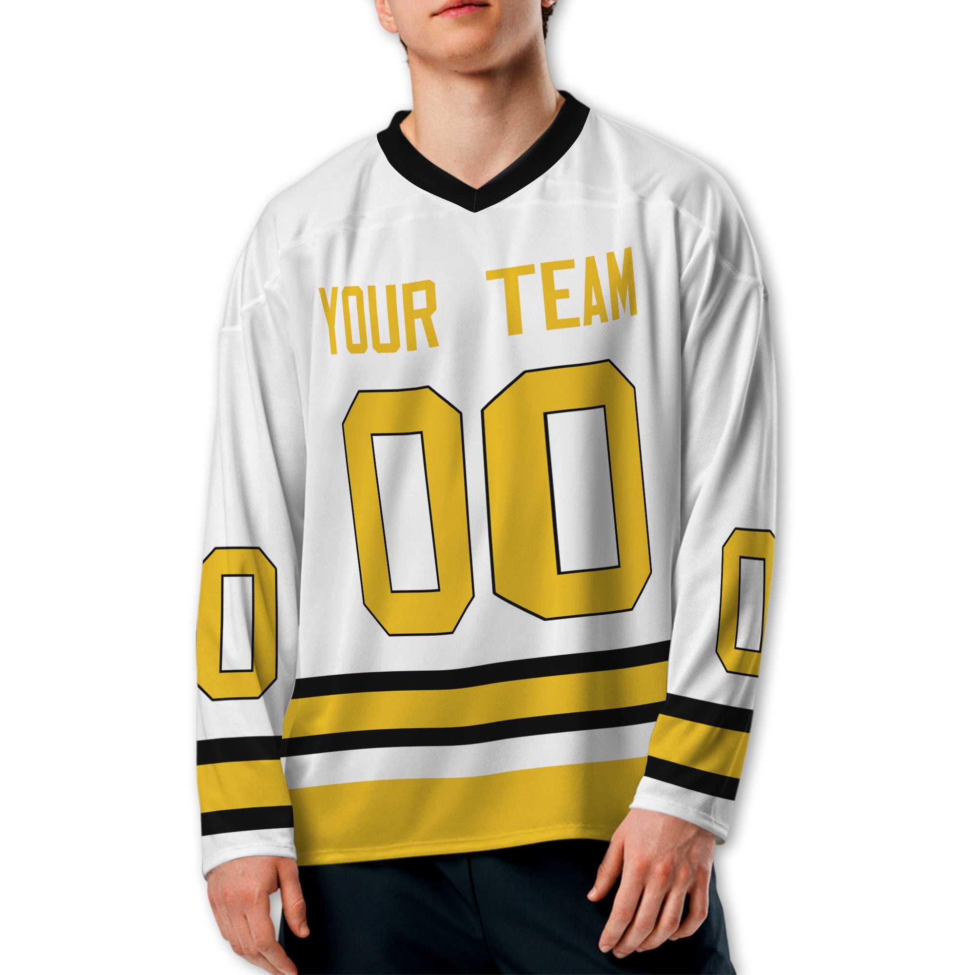 Personalize Hockey Sport Awesome White Yellow NDA05