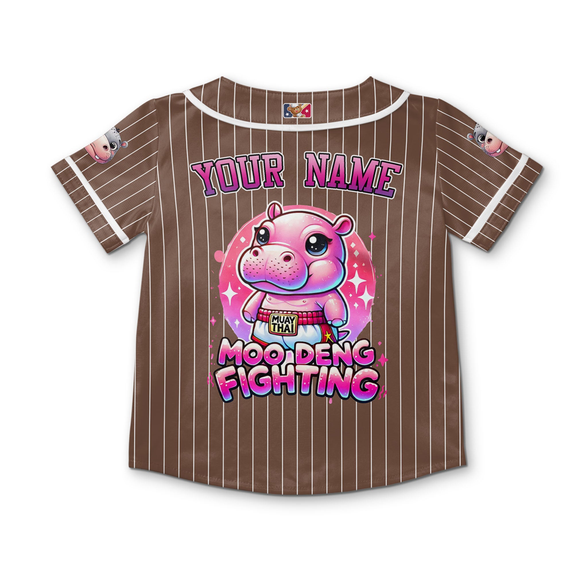 personalize-moo-deng-fighting-cute-striped-brown-pink-baseball-jersey-i2-5793