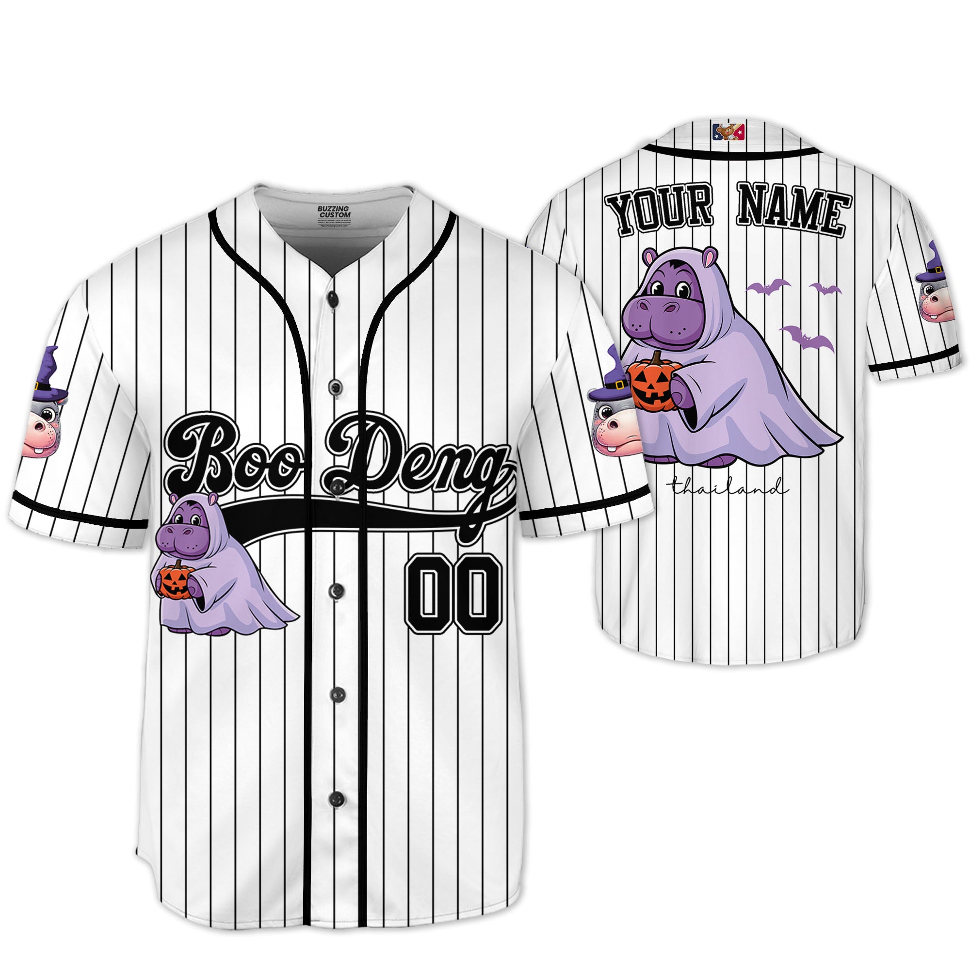 personalize-moo-deng-halloween-cute-black-baseball-jersey-i2-8964