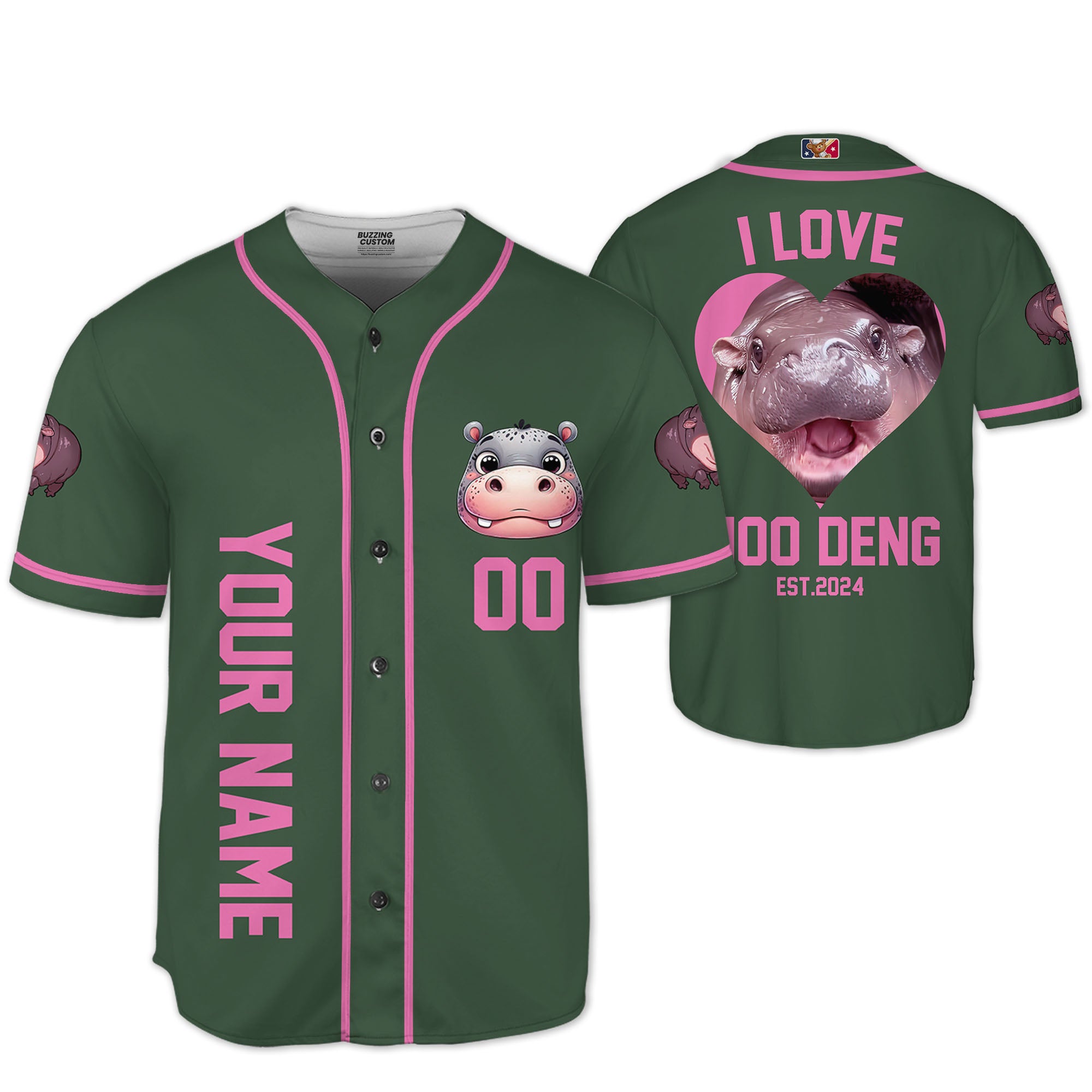 personalize-moo-deng-i-love-moo-deng-forest-green-baseball-jersey-i2-1050