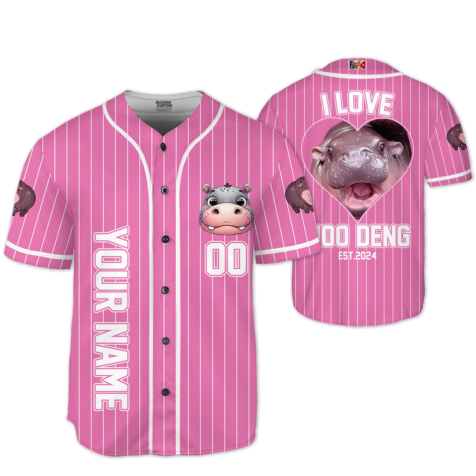 personalize-moo-deng-i-love-moo-deng-pink-striped-baseball-jersey-i2-2507