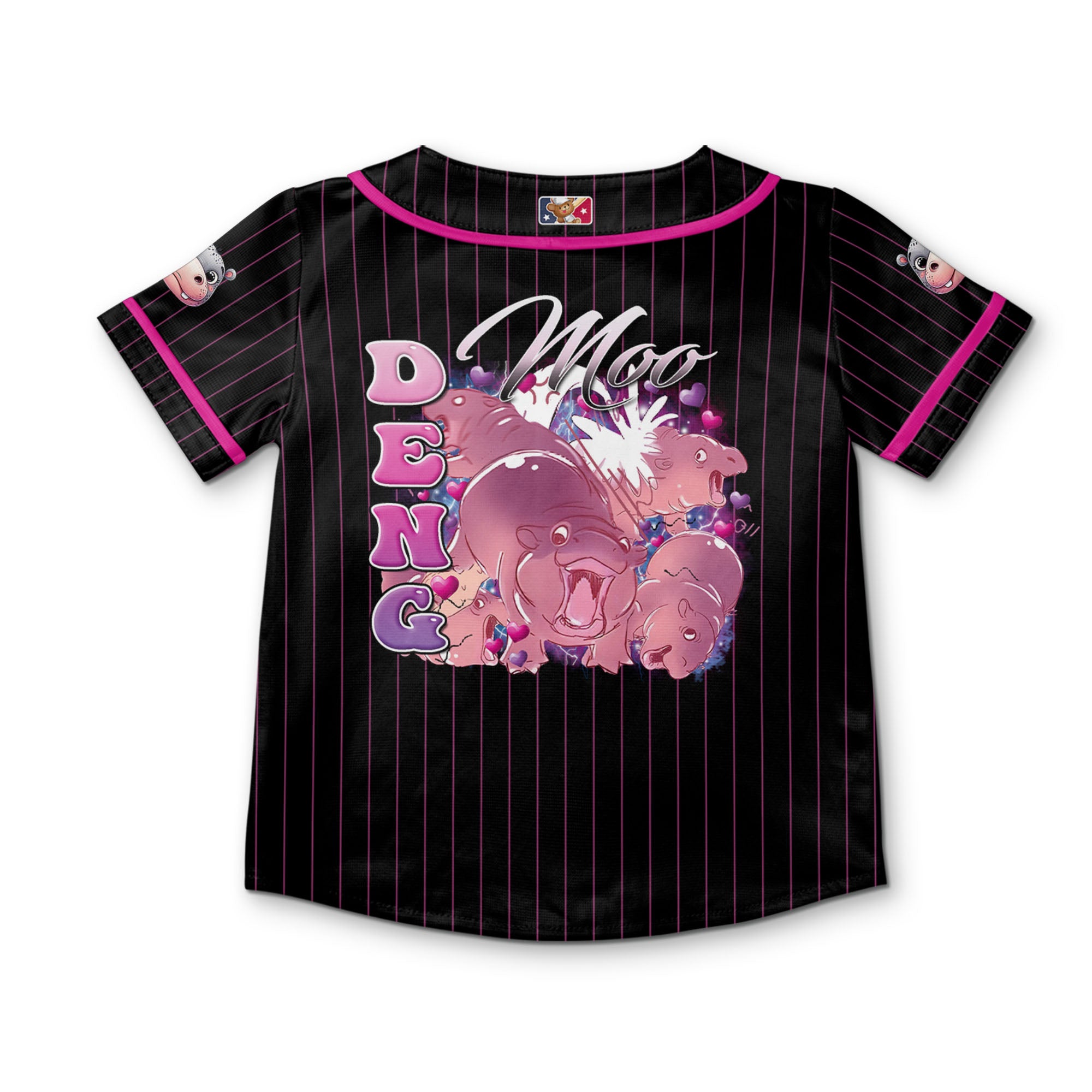 personalize-moo-deng-vintage-bootleg-funny-black-pink-striped-baseball-jersey-i2-2332