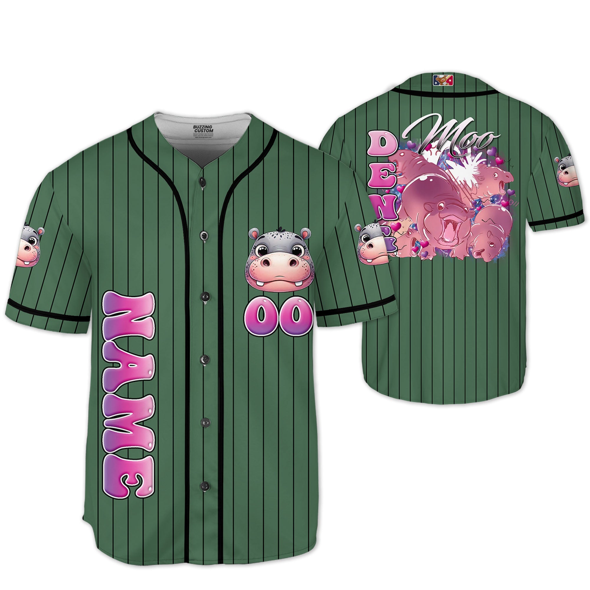 personalize-moo-deng-vintage-bootleg-funny-green-black-striped-baseball-jersey-i2-2465