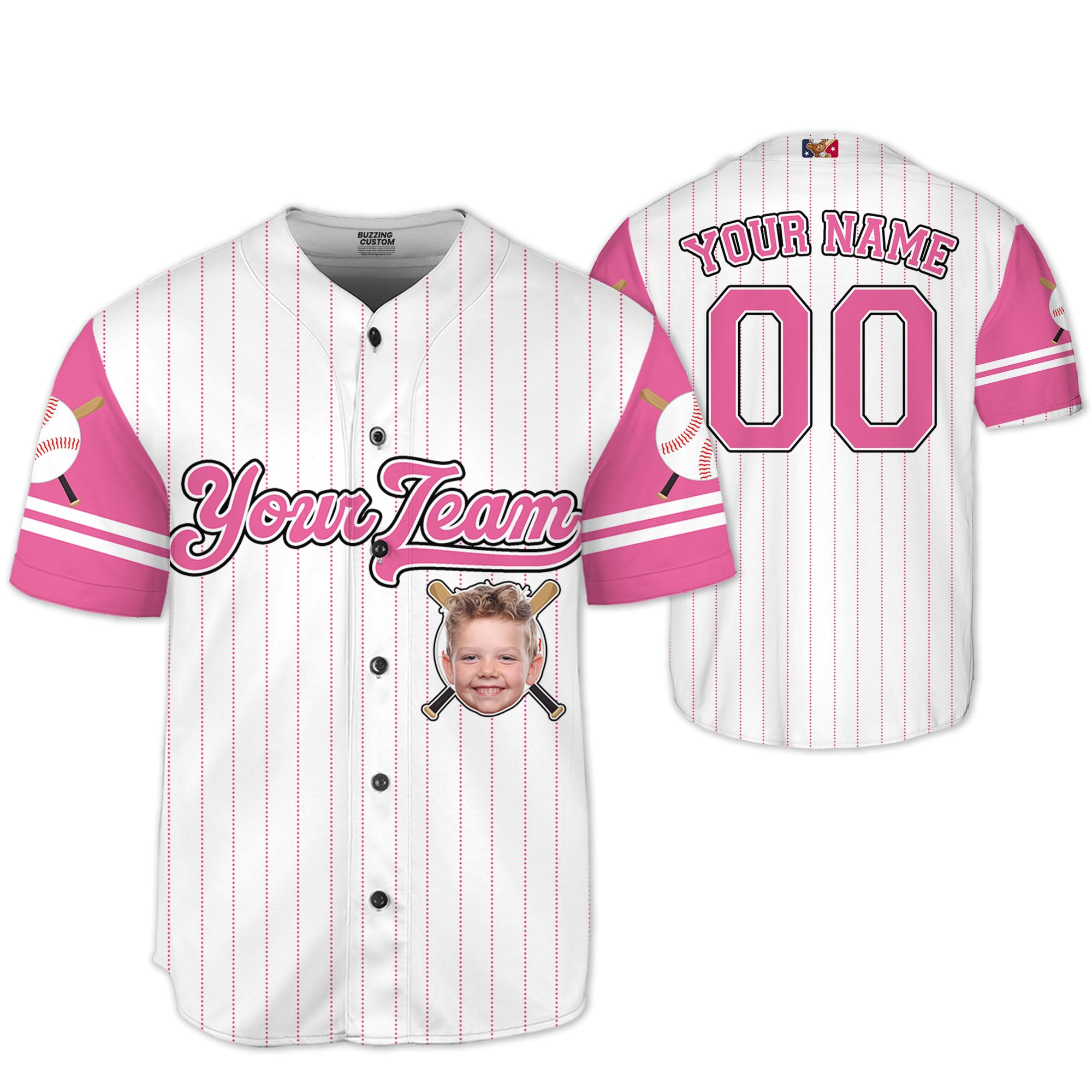 personalize-kid-pinstriped-custom-face-awesome-pink-baseball-jersey-pa31-4802