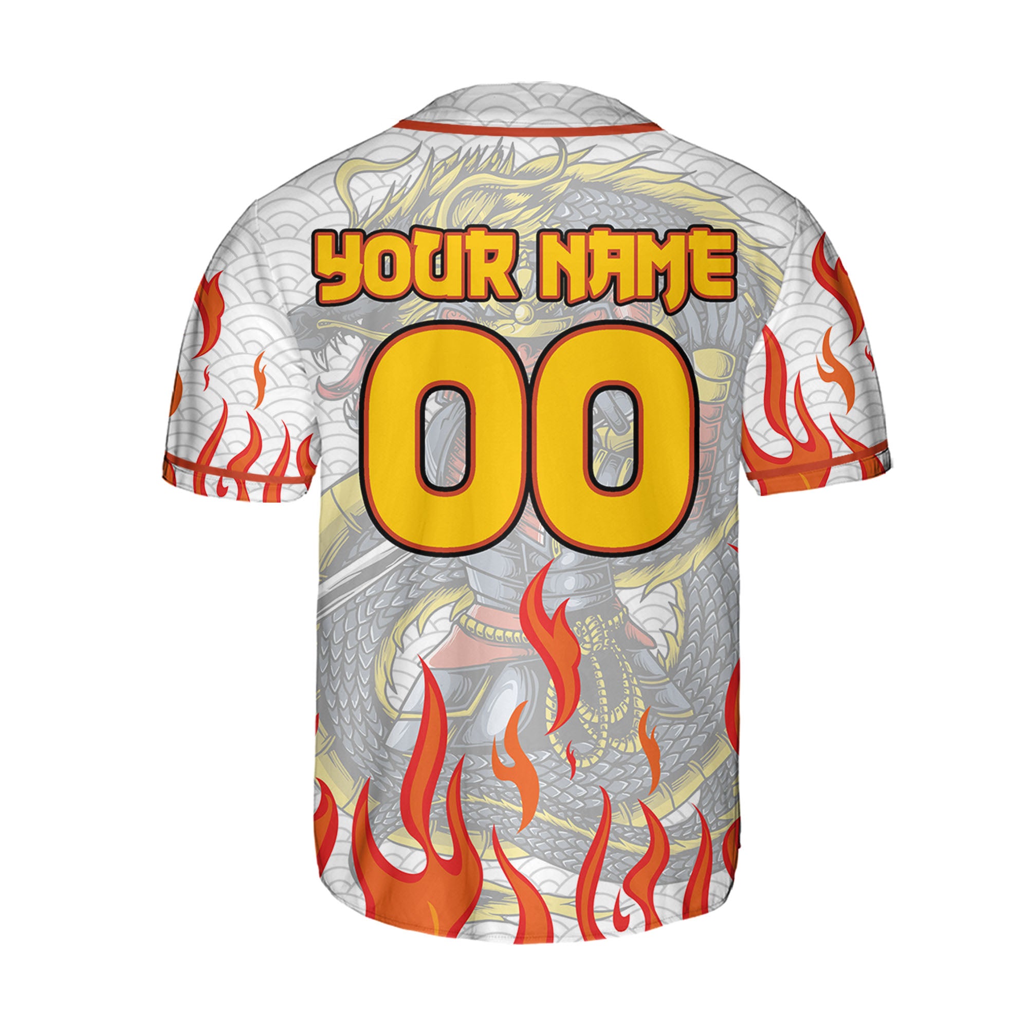 Custom Baseball Samurai Holding Katana With Dragon Awesome White