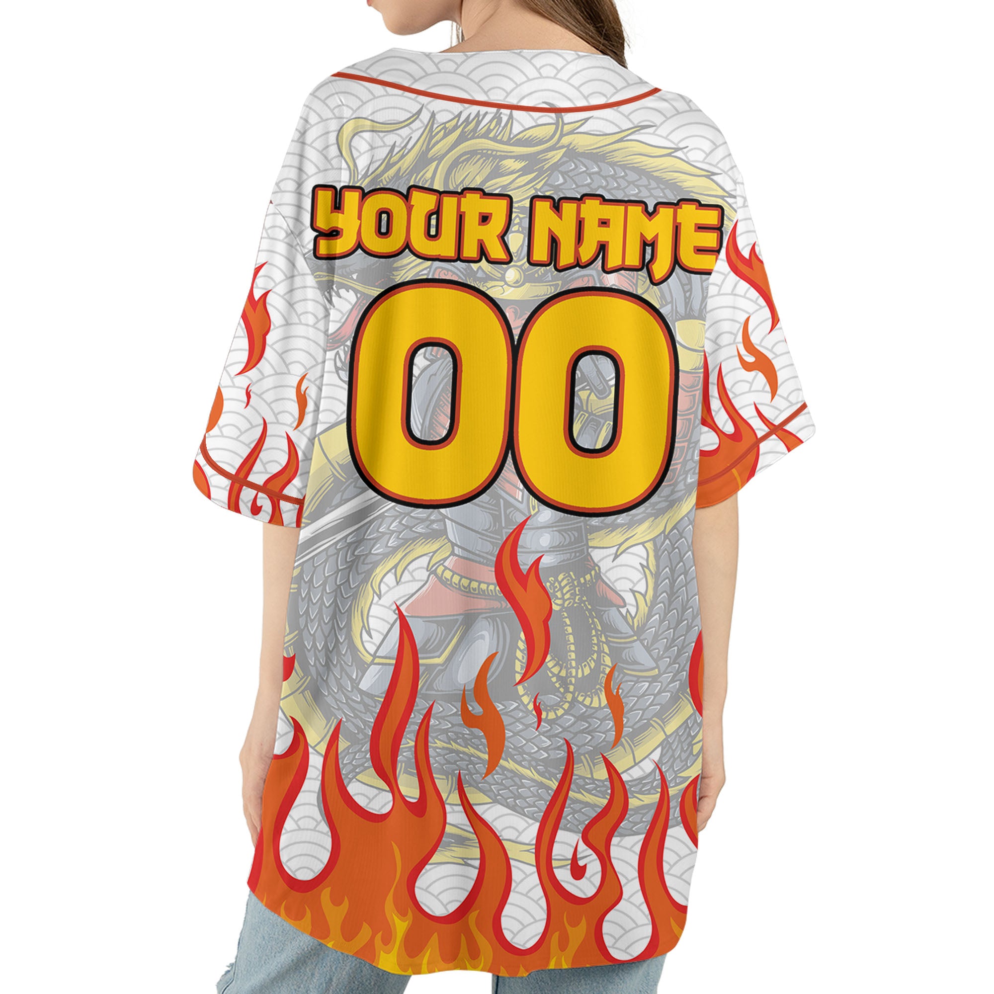 Custom Baseball Samurai Holding Katana With Dragon Awesome White