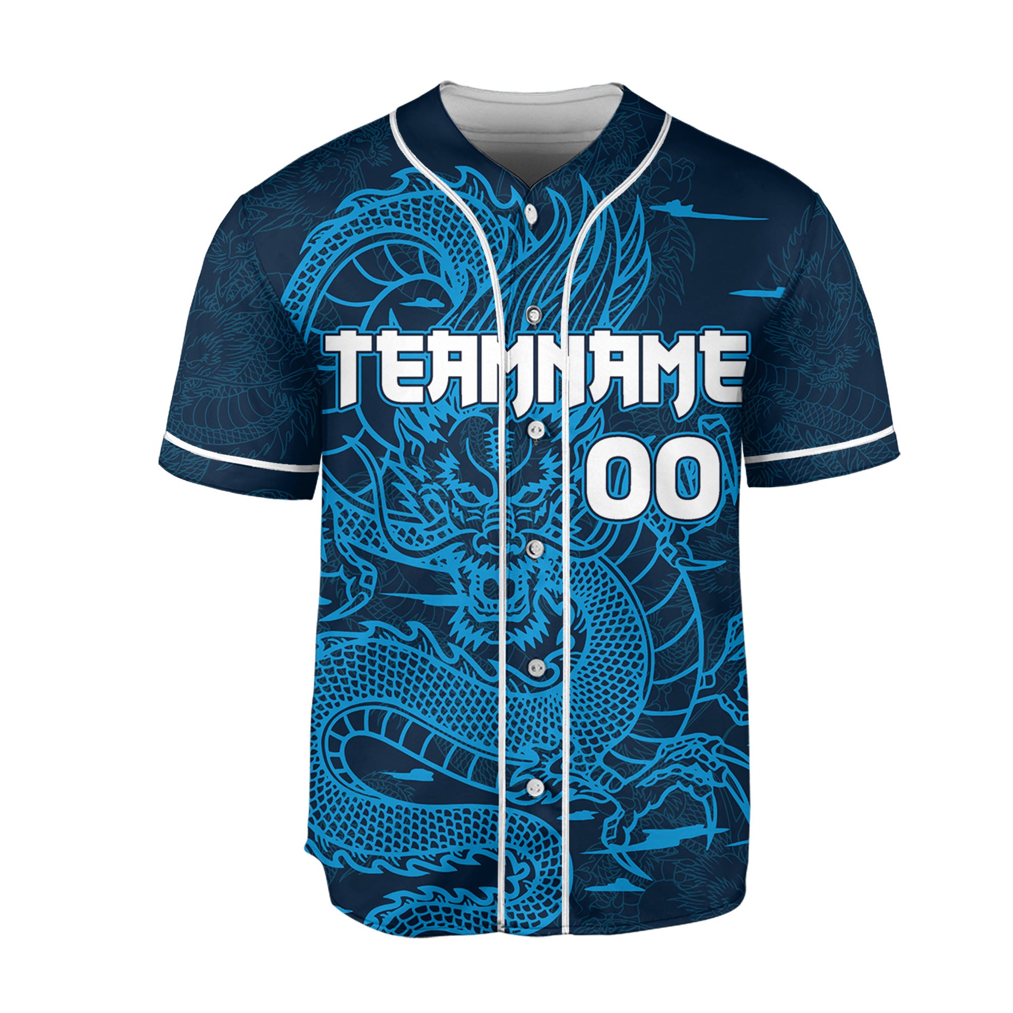 Personalize-Team-And-Name-Seamless-Dragon-Texture-Blue-Baseball-Jersey