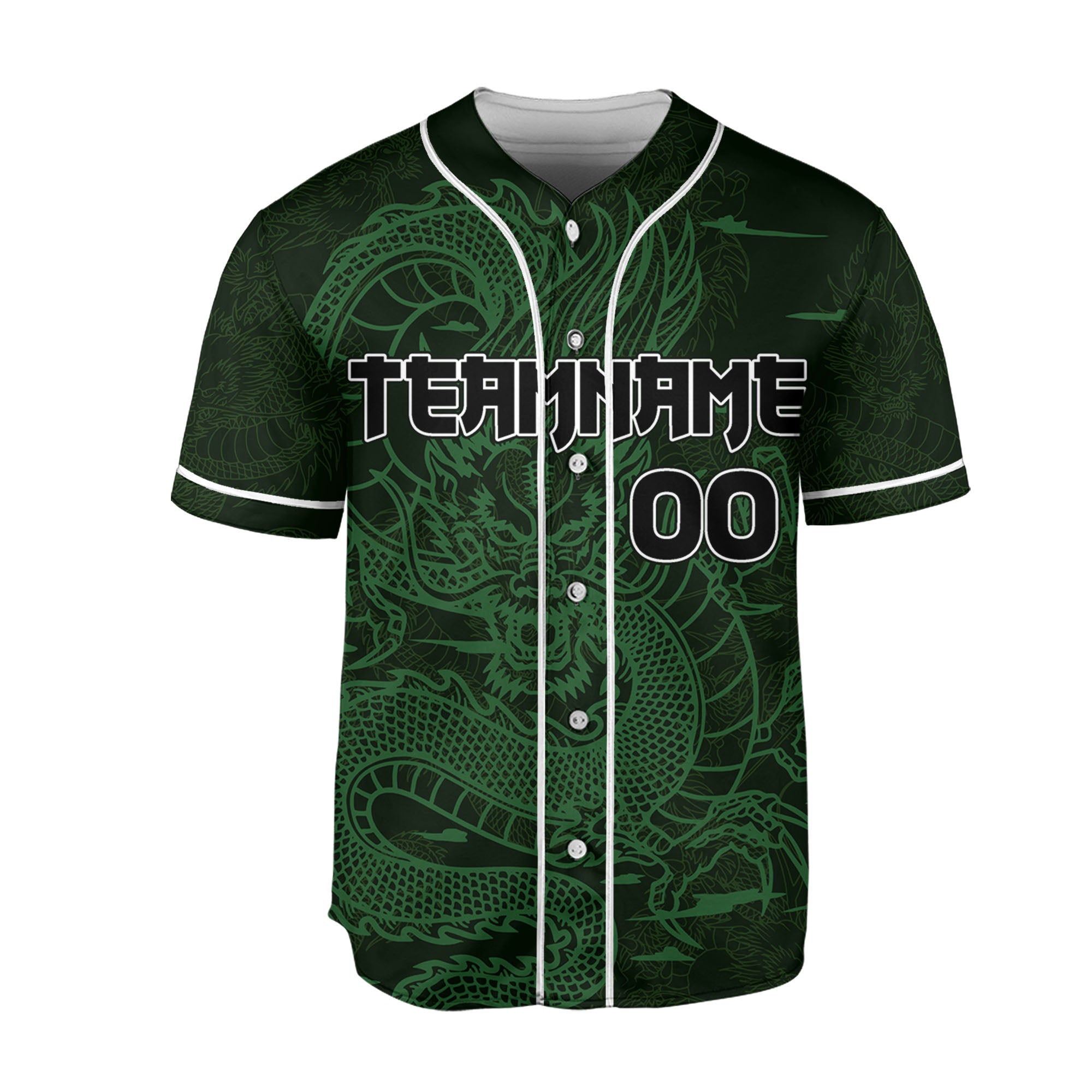 Personalize-Team-And-Name-Seamless-Dragon-Texture-Green-Baseball-Jersey