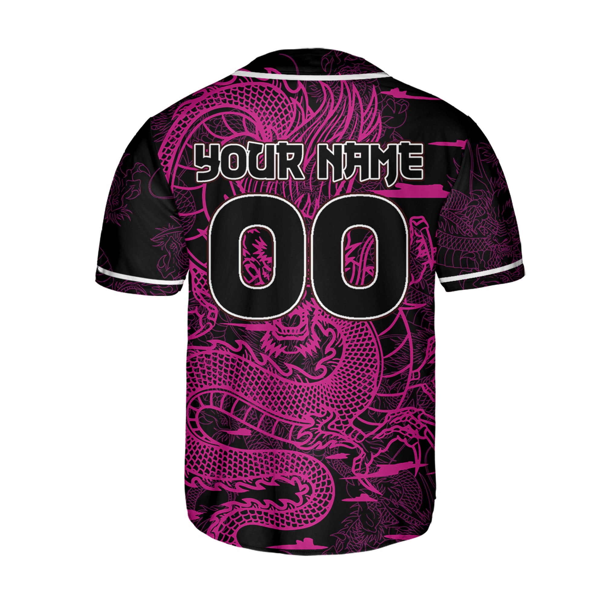 Personalize-Team-And-Name-Seamless-Dragon-Texture-Pink-Baseball-Jersey