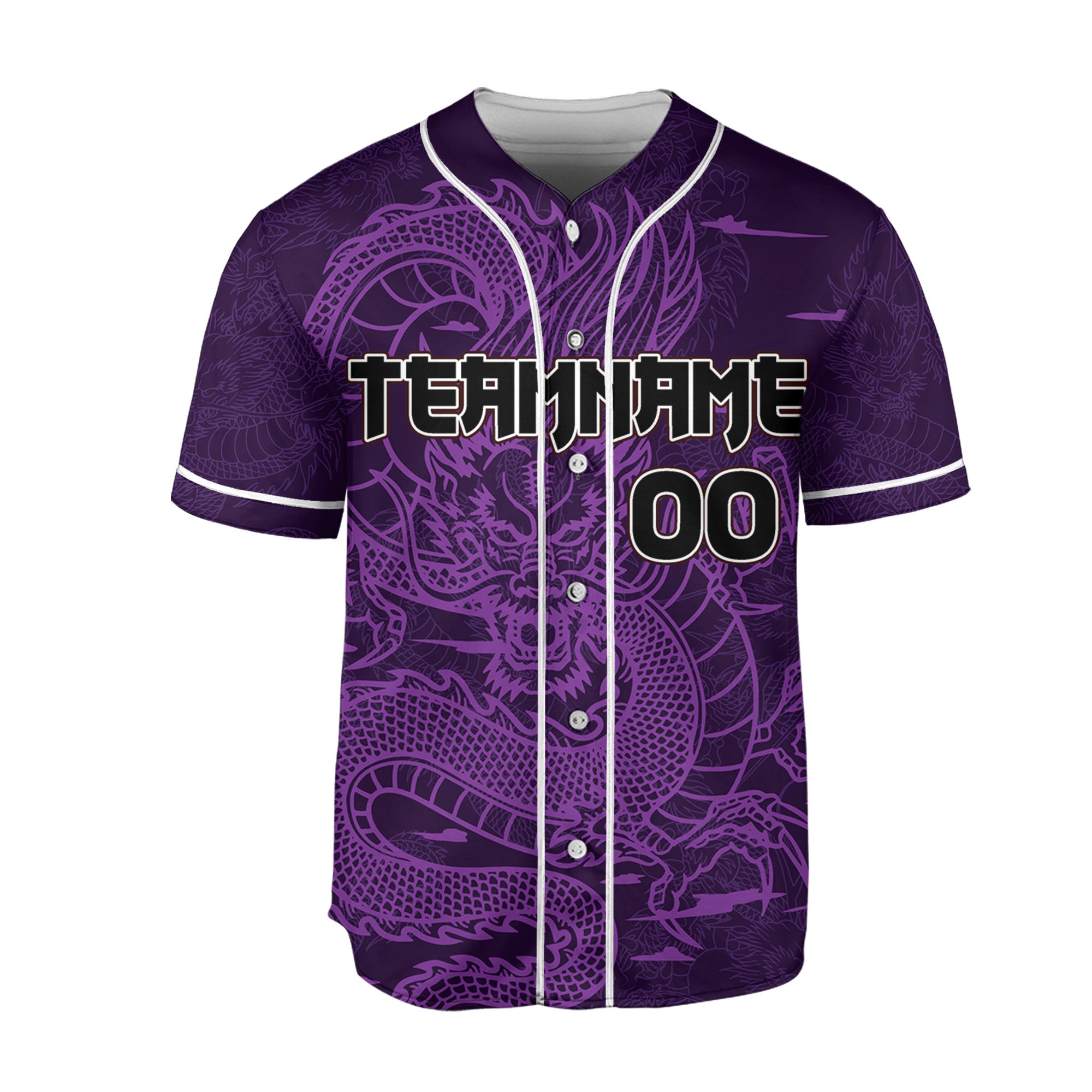 Personalize-Team-And-Name-Seamless-Dragon-Texture-Purple-Baseball-Jersey