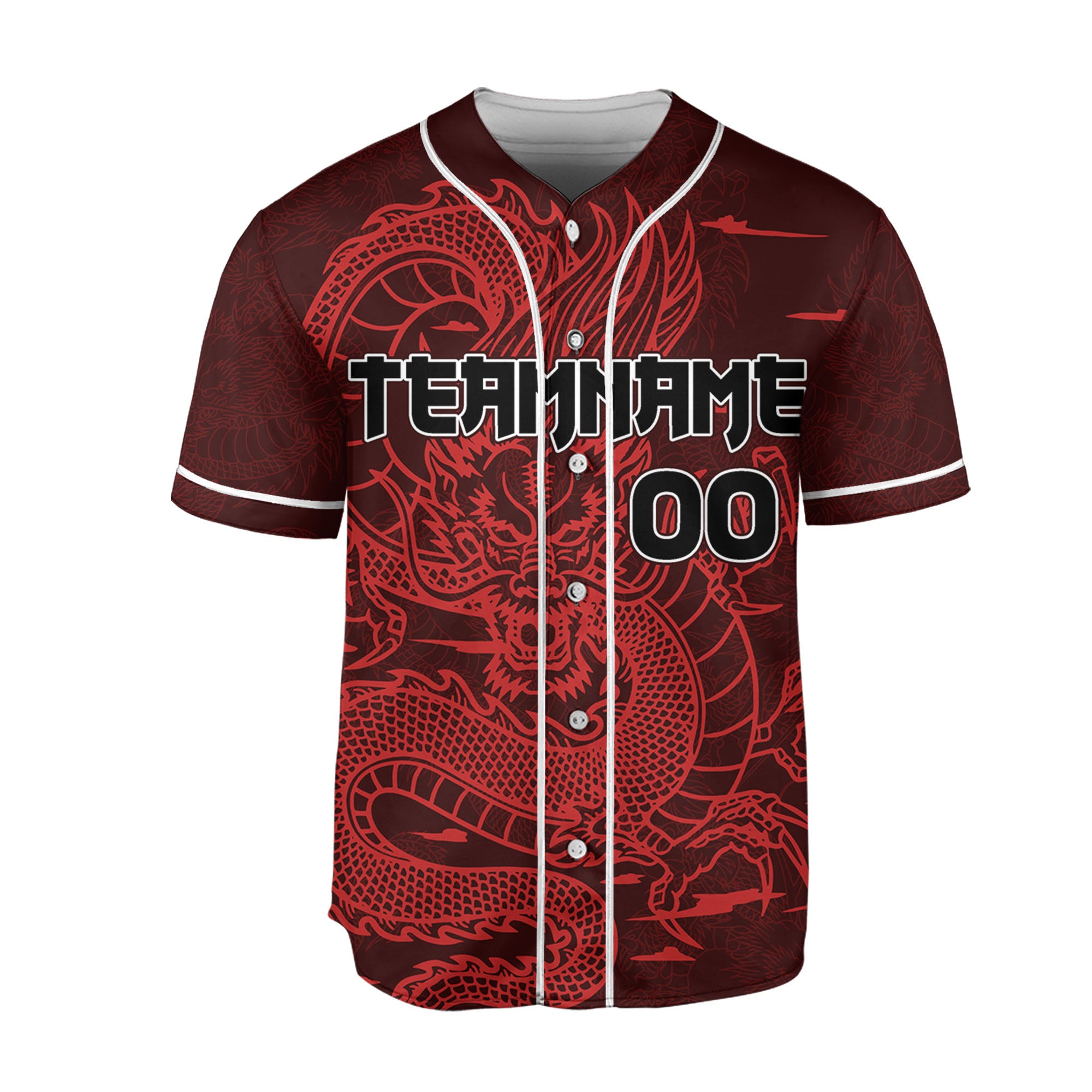 Personalize-Team-And-Name-Seamless-Dragon-Texture-Red-Baseball-Jersey