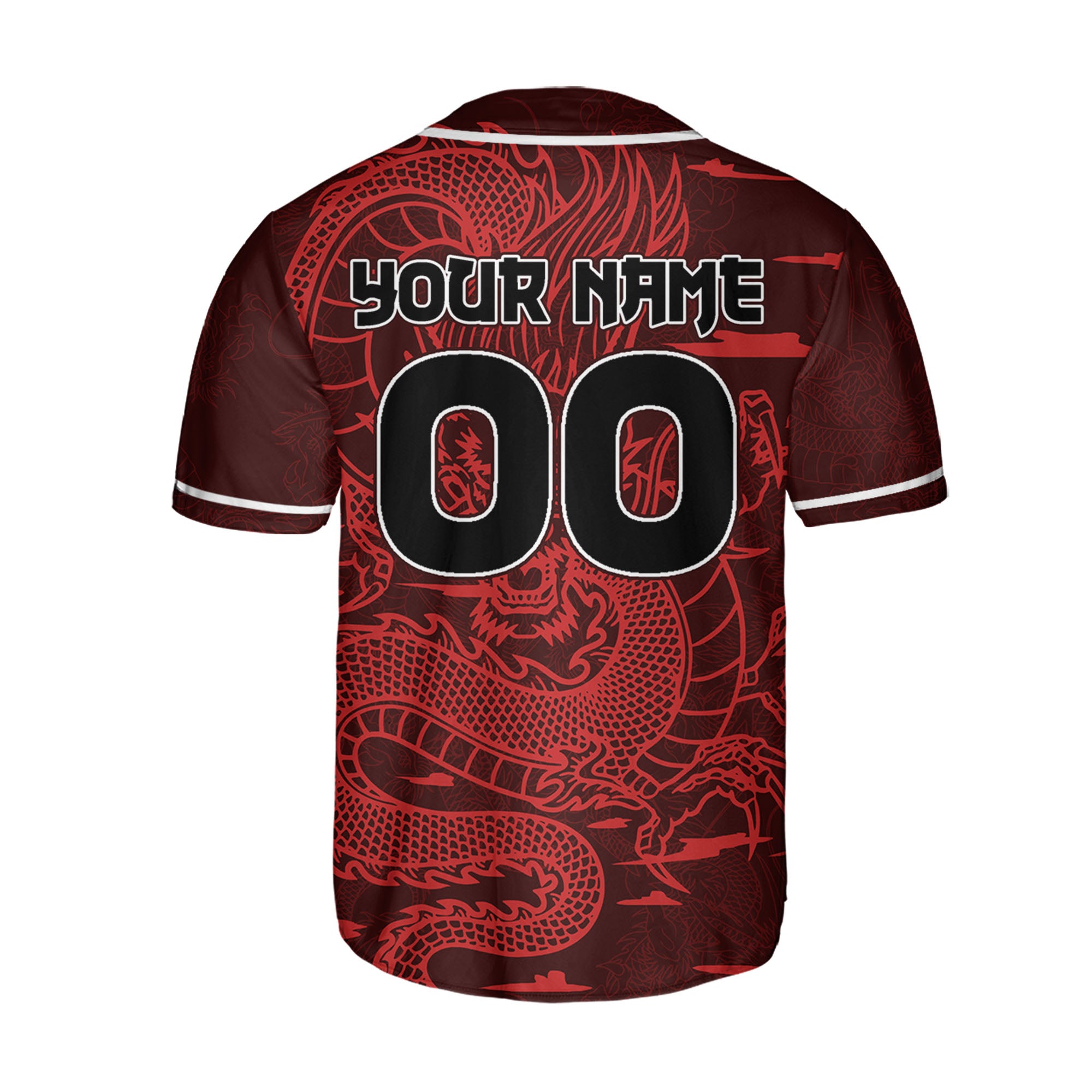Personalize-Team-And-Name-Seamless-Dragon-Texture-Red-Baseball-Jersey