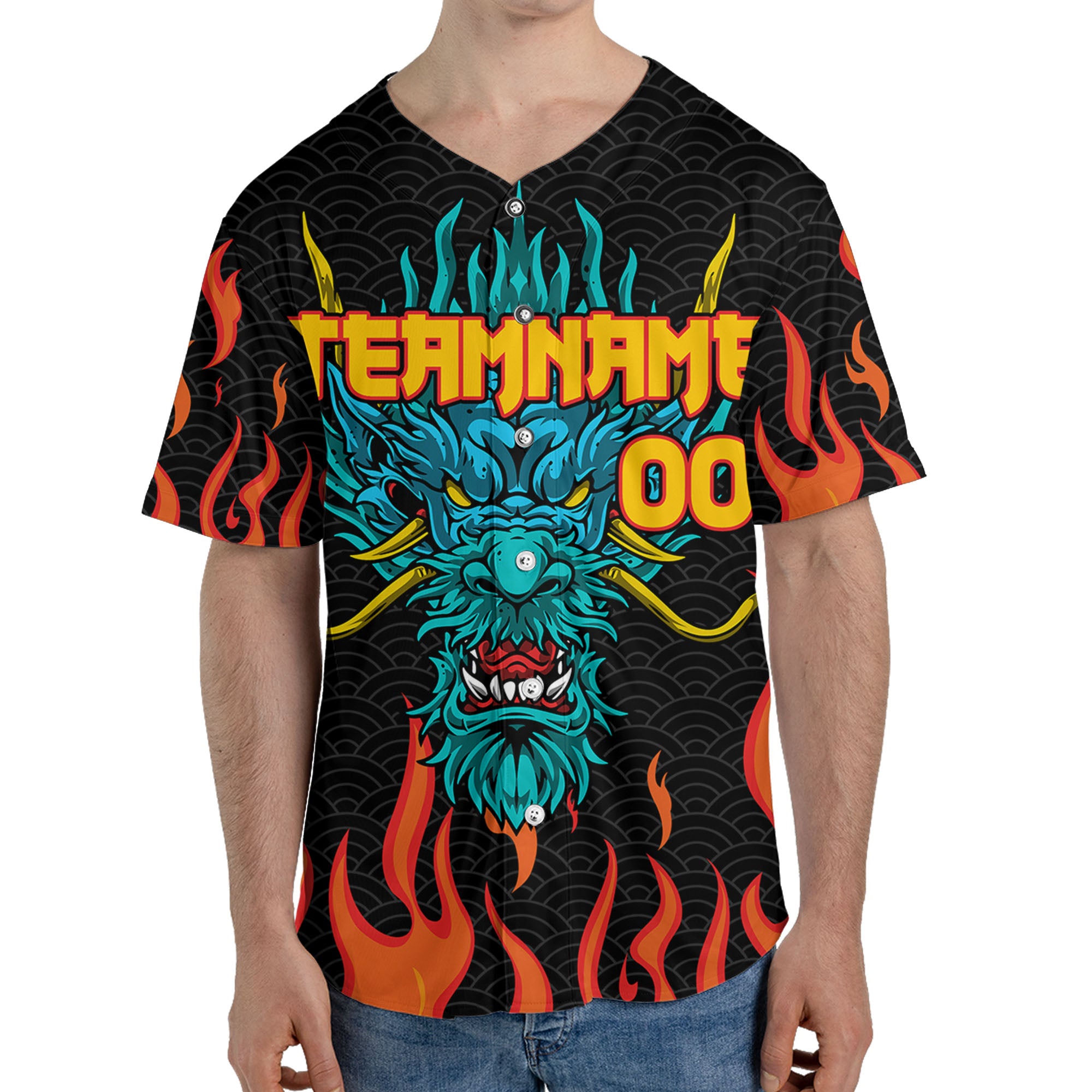 Personalize-Team-Name-And-Number-Dragon-Head-Blue-Baseball-Jersey