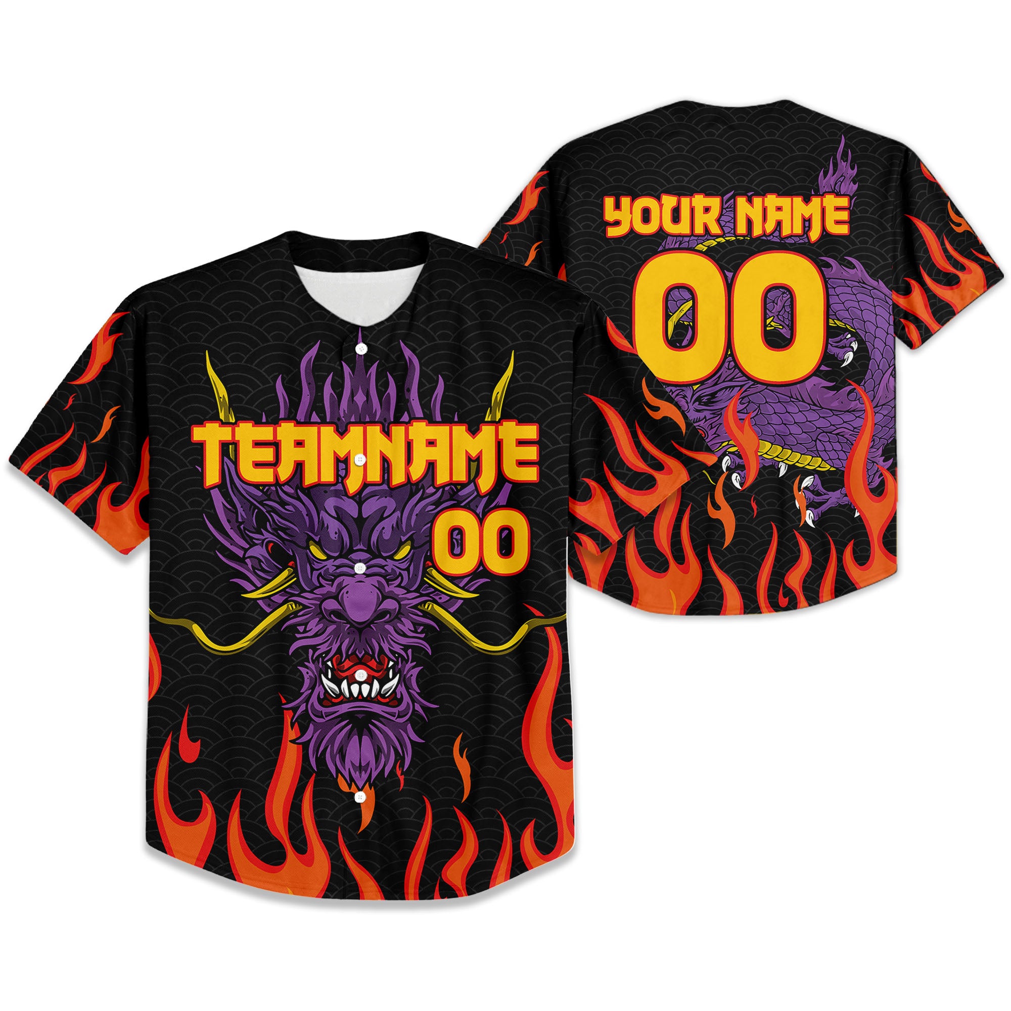 Personalize-Team-Name-And-Number-Dragon-Head-Purple-Baseball-Jersey