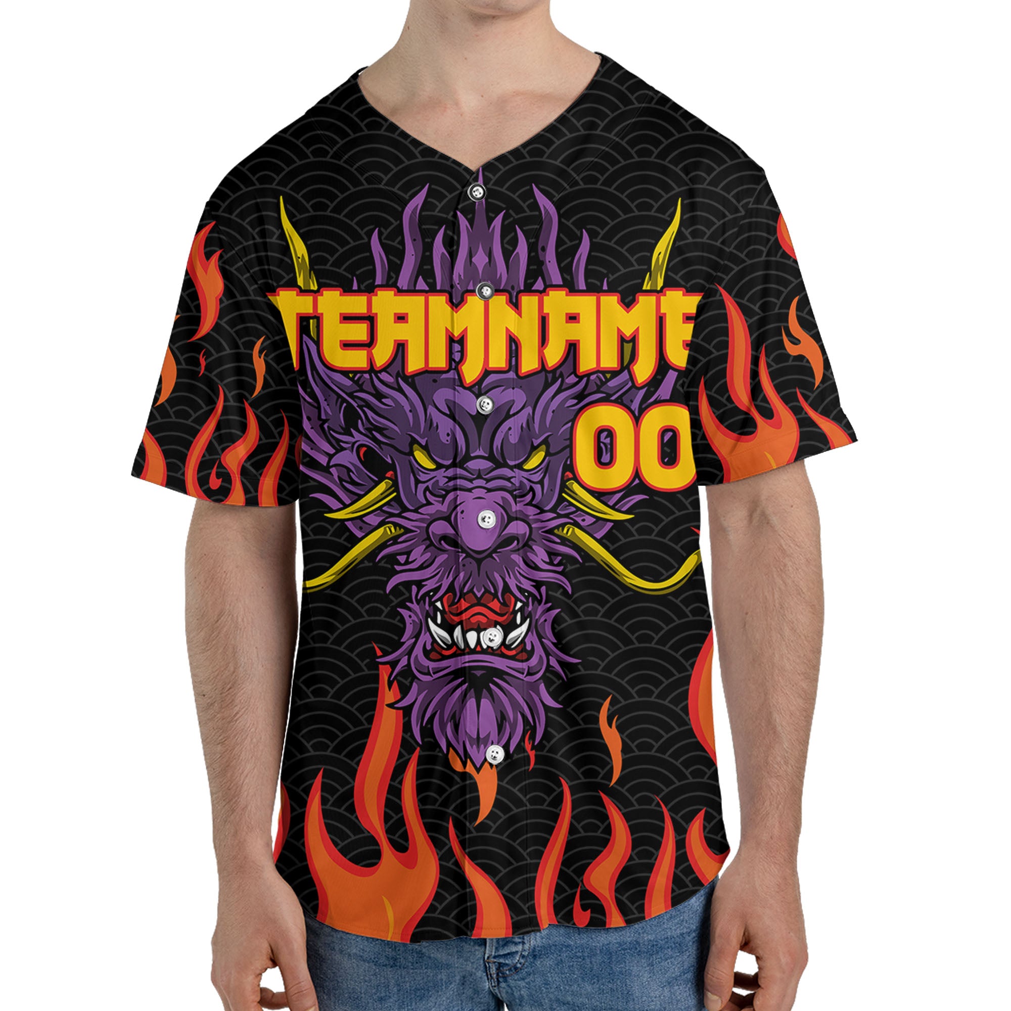 Personalize-Team-Name-And-Number-Dragon-Head-Purple-Baseball-Jersey
