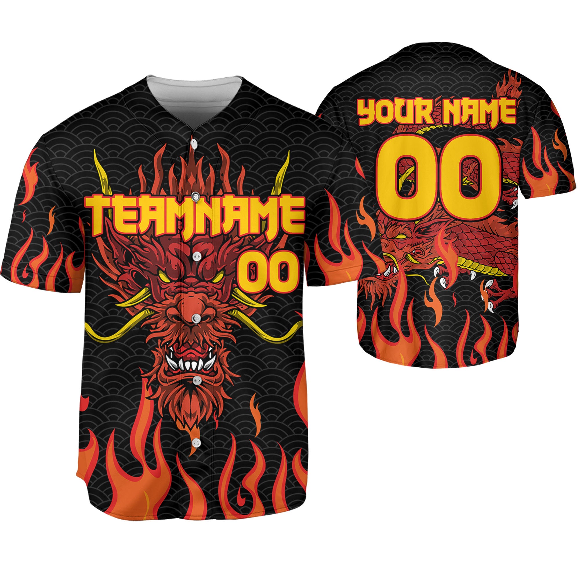 Personalize-Team-Name-And-Number-Dragon-Head-Red-Baseball-Jersey
